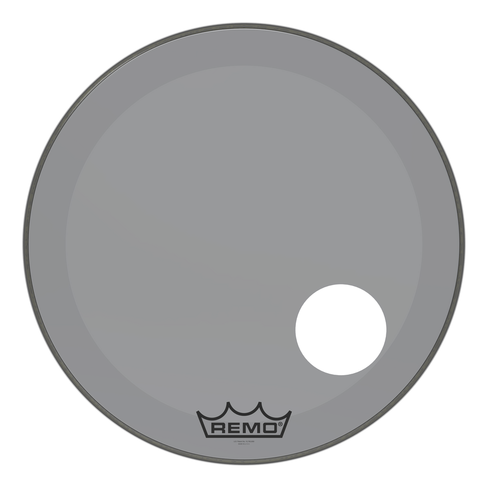 Remo Powerstroke P3 Colortone Smoke Bass Drumhead, 24", 5" Offset Hole