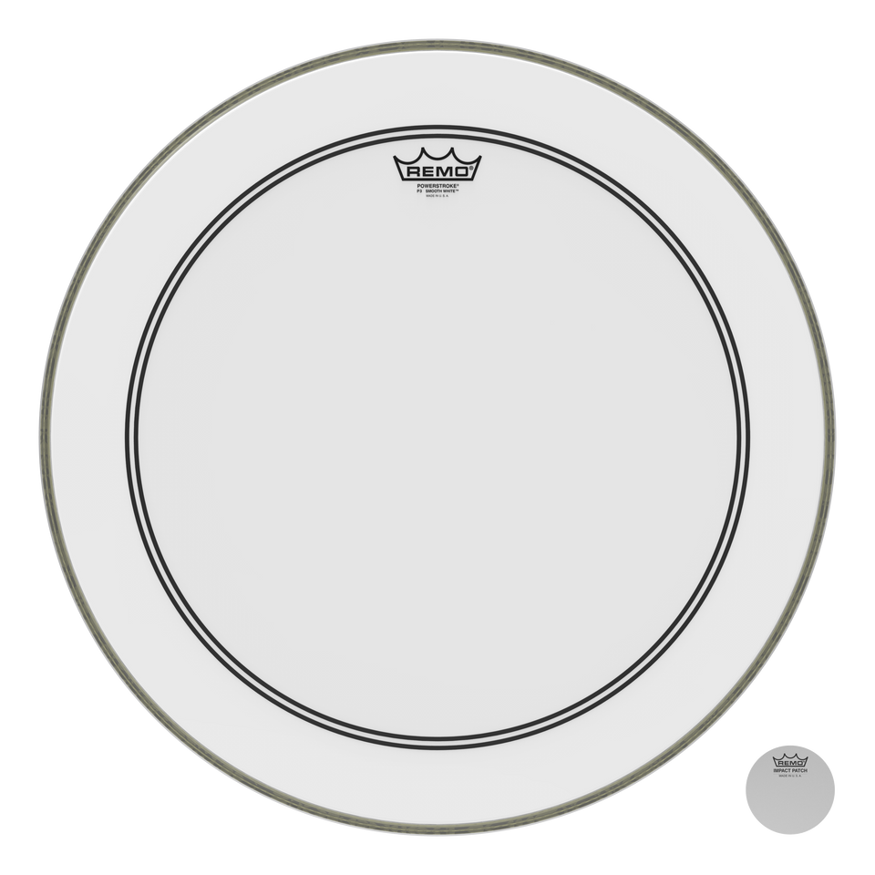 Remo Powerstroke P3 Smooth White Bass Drumhead, 22"