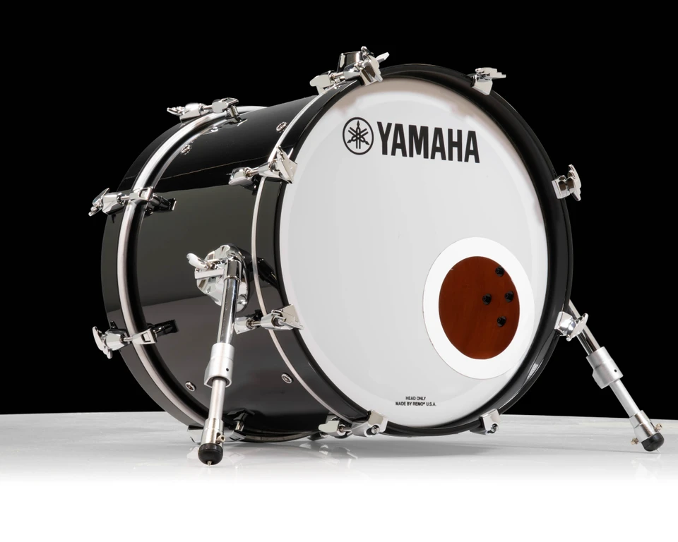 Used Yamaha Absolute Hybrid Maple Bass Drum Solid Black, Drum Shell Size:18x14