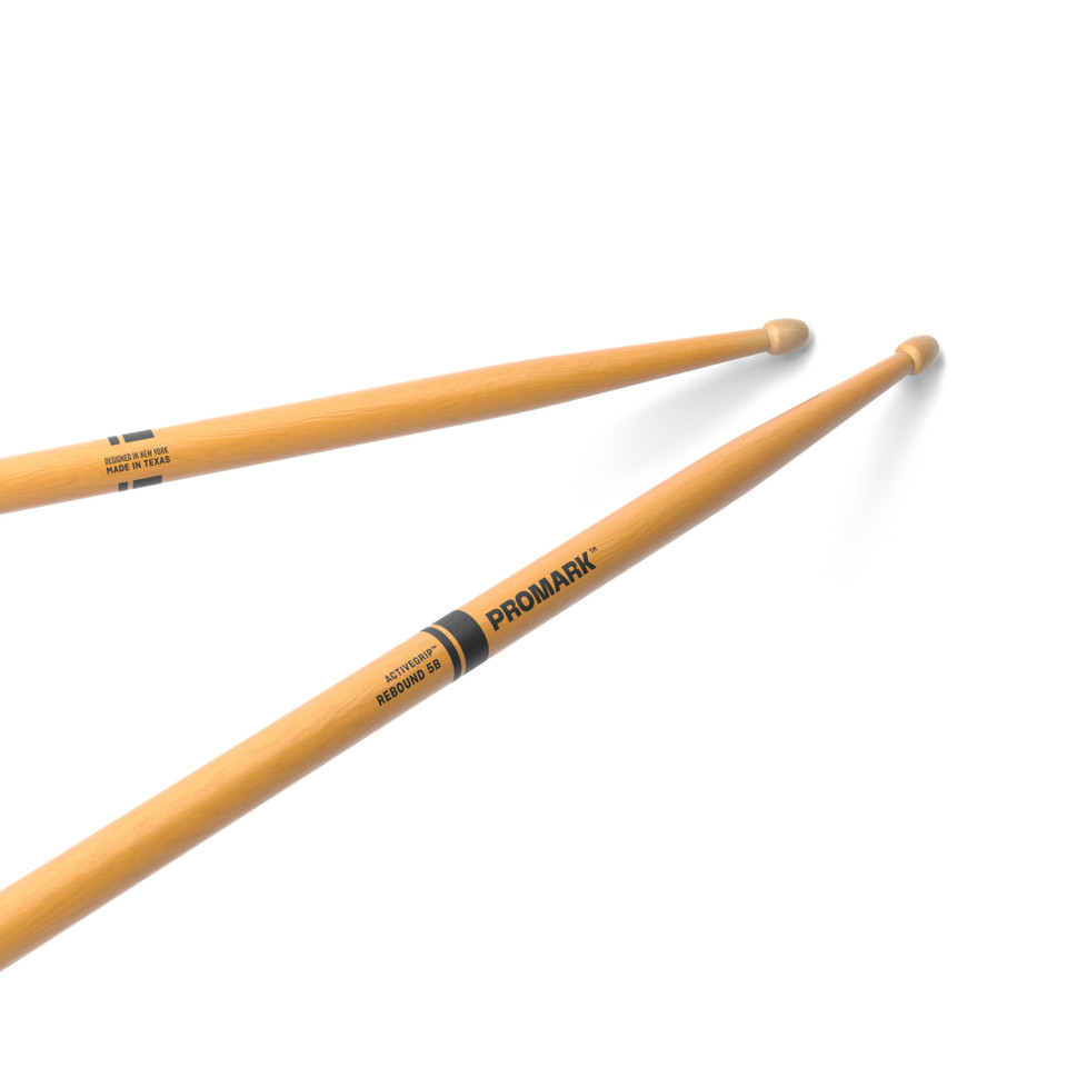 Promark Rebound 5B ActiveGrip Clear Hickory Drumstick, Acorn Wood Tip product image