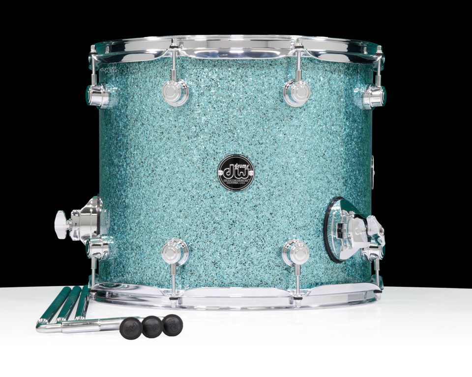 DW Performance Series 12x14 Floor Tom - Aqua Glass front view