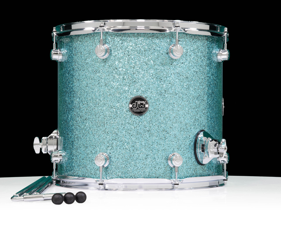 DW Performance Series 14x16 Floor Tom - Aqua Glass front view