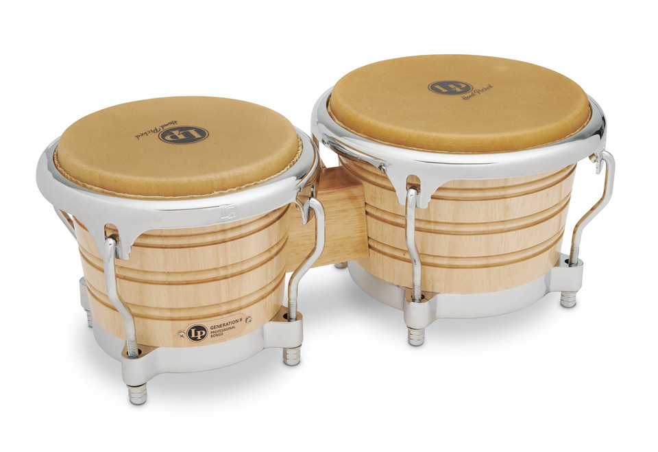 LP LP201AX-2 7-1/4" and 8-5/8" Bongos - Natural with Chrome Hardware product image