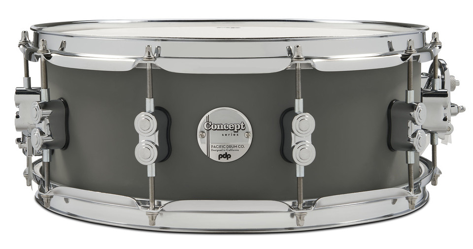 PDP Concept Maple 5.5x14 Snare Satin Pewter Finish Ply with Chrome Hardware product image