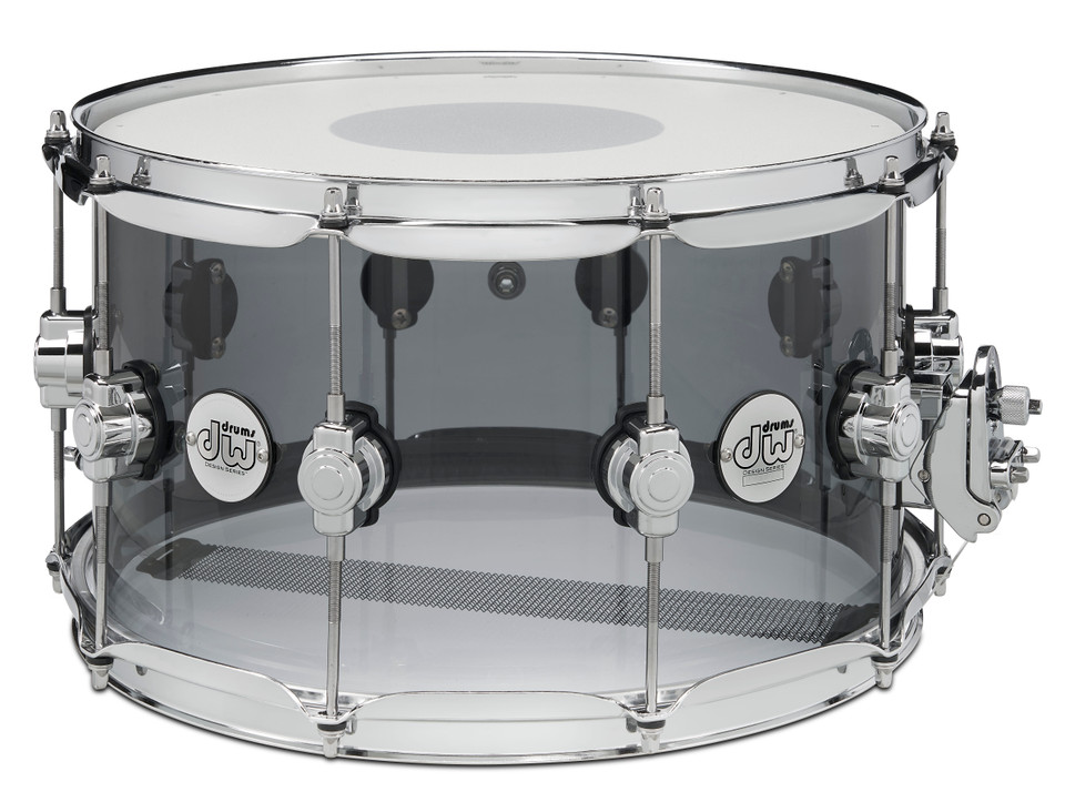 DW Design Series Snare, 8x14, Smoke Acrylic Snare w/Chrome Hardware product image