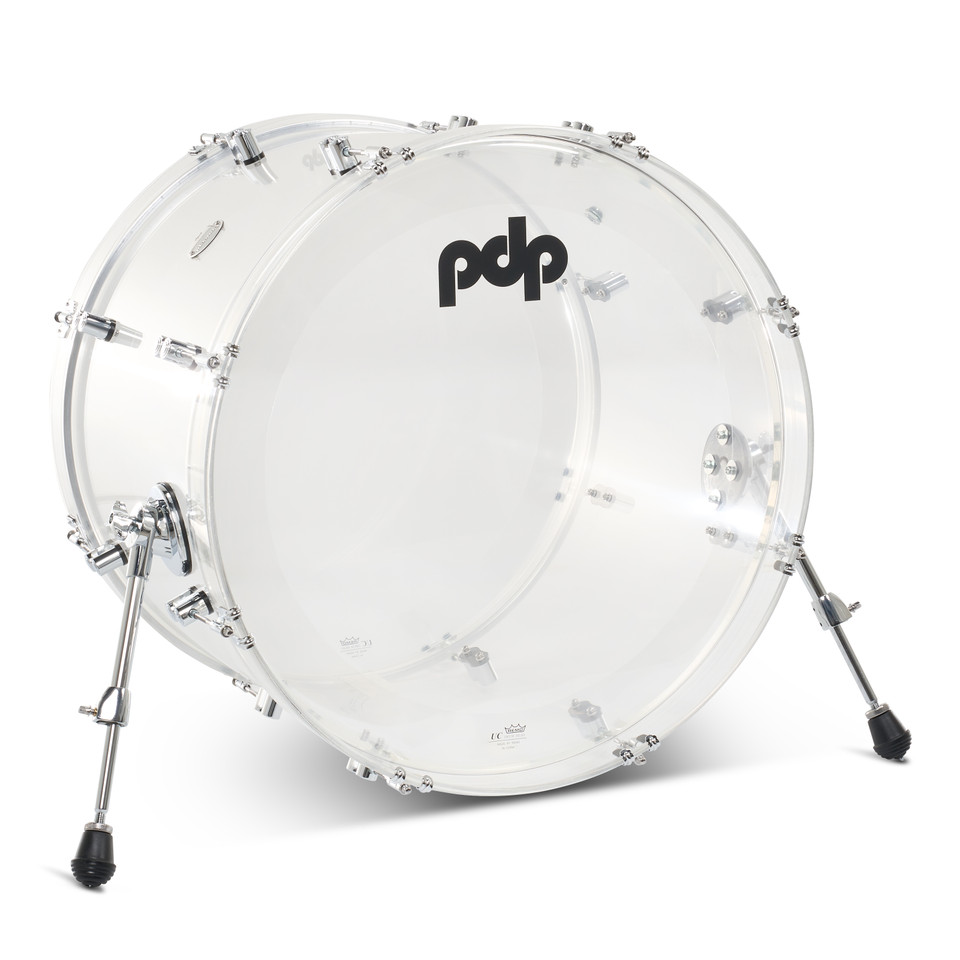 PDP Concept Acrylic Bass Drum, 16x22” Clear with Chrome Hardware product image