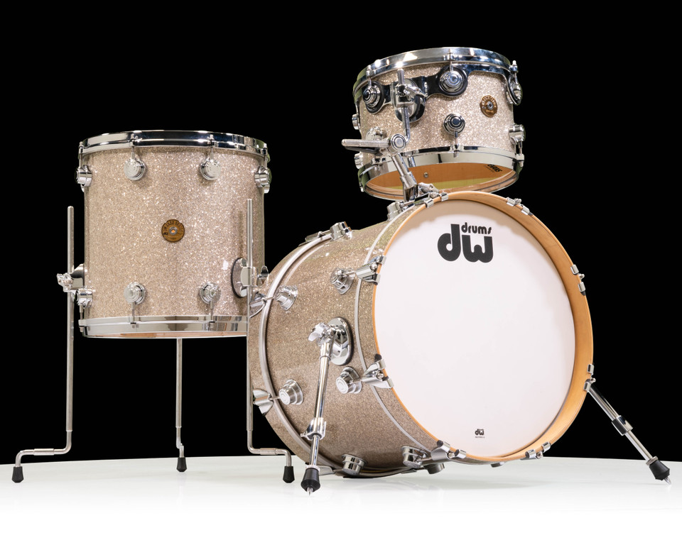 Used DW Jazz Series Drum Set – Broken Glass FinishPly – Chrome Hardware