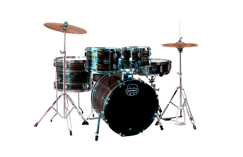 Mapex Comet 5 Piece Complete Setup 18" Bd Ebony Yellow Grain product image