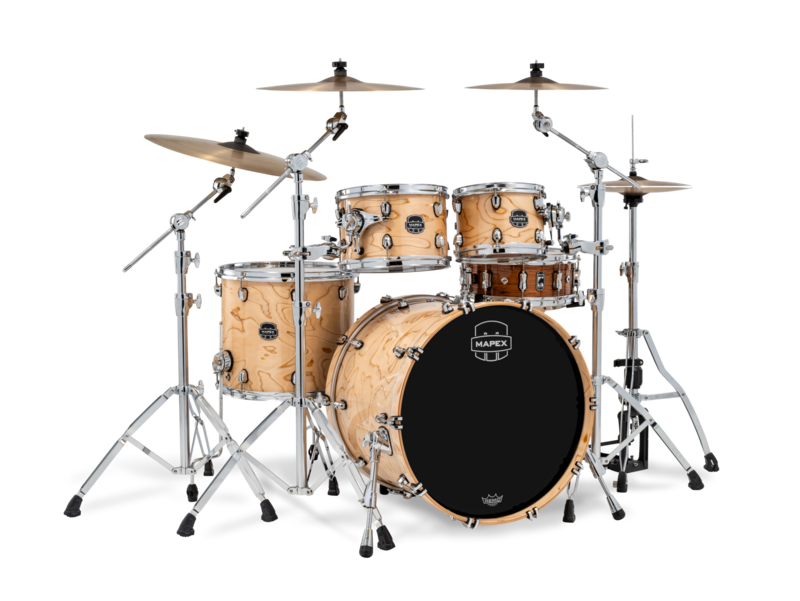 Mapex Saturn VI Rock 4 Piece Shell Pack Without Snare Exotic Natural Burl product image