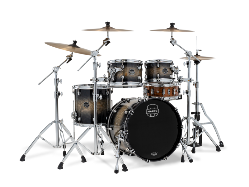 Mapex Saturn VI Fusion 4 Piece Shell Pack Without Snare Black Ink Burst product image