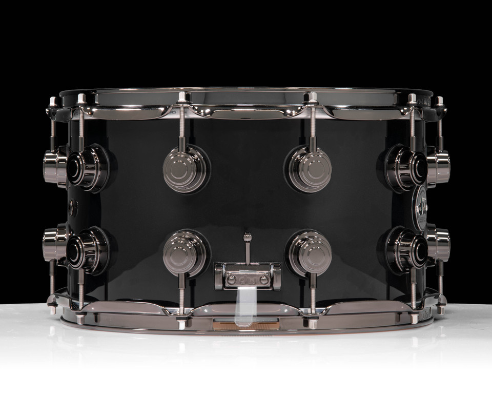 Used Collectors Snare 8x14 Maple 333 Black Finish Ply W/ Black