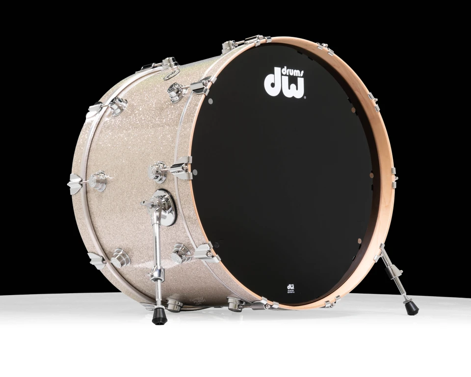 DW Collector's Series SSC Maple 16x24 Bass Drum - Broken Glass with Chrome Hardware front view