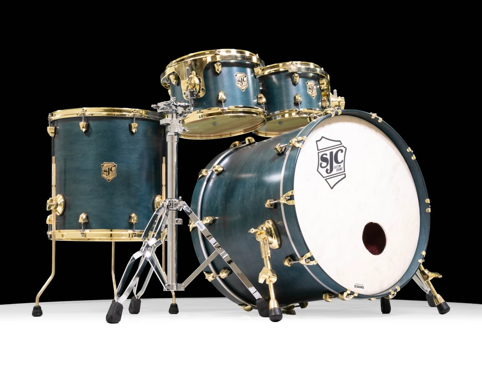 Used SJC Custom Tour Series 4pc Shell Pack Autumn Hunter w/ Gold HW - front view