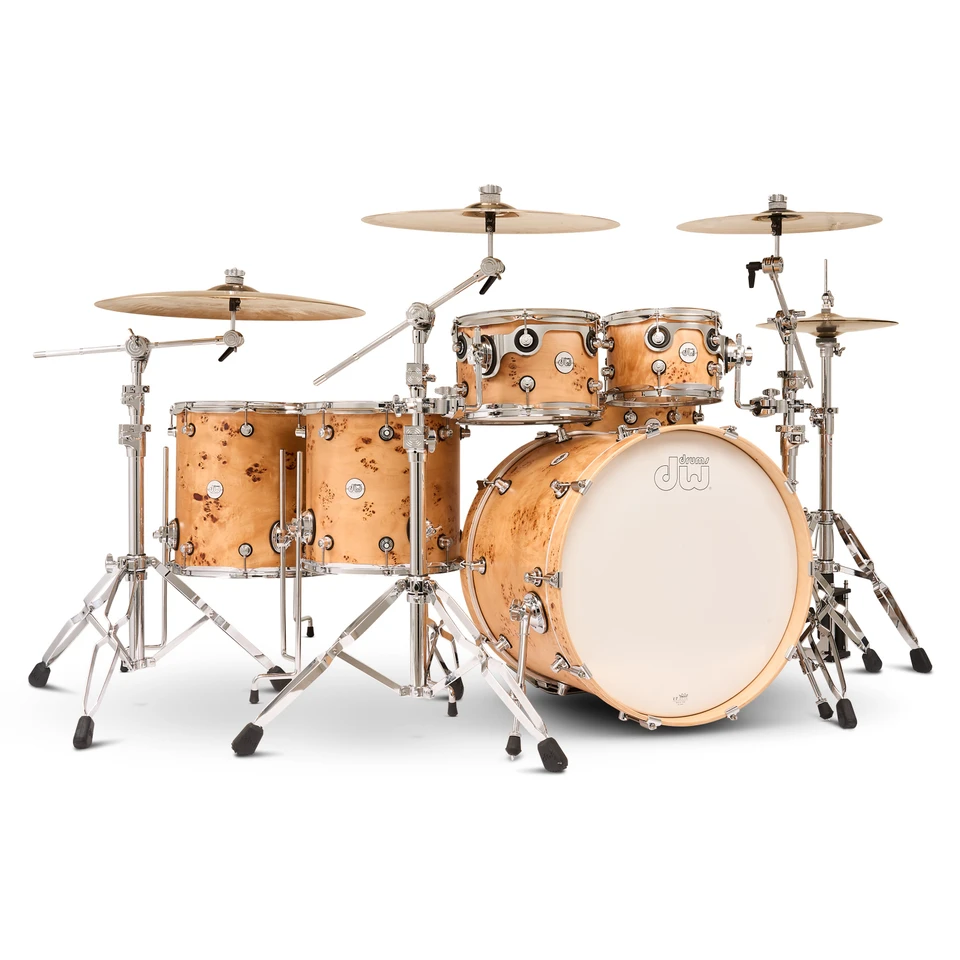 DW Design Series Limited 6-Piece Drum Set - Matte Mapa Burl Over Birch with Chrome Hardware - product image 1