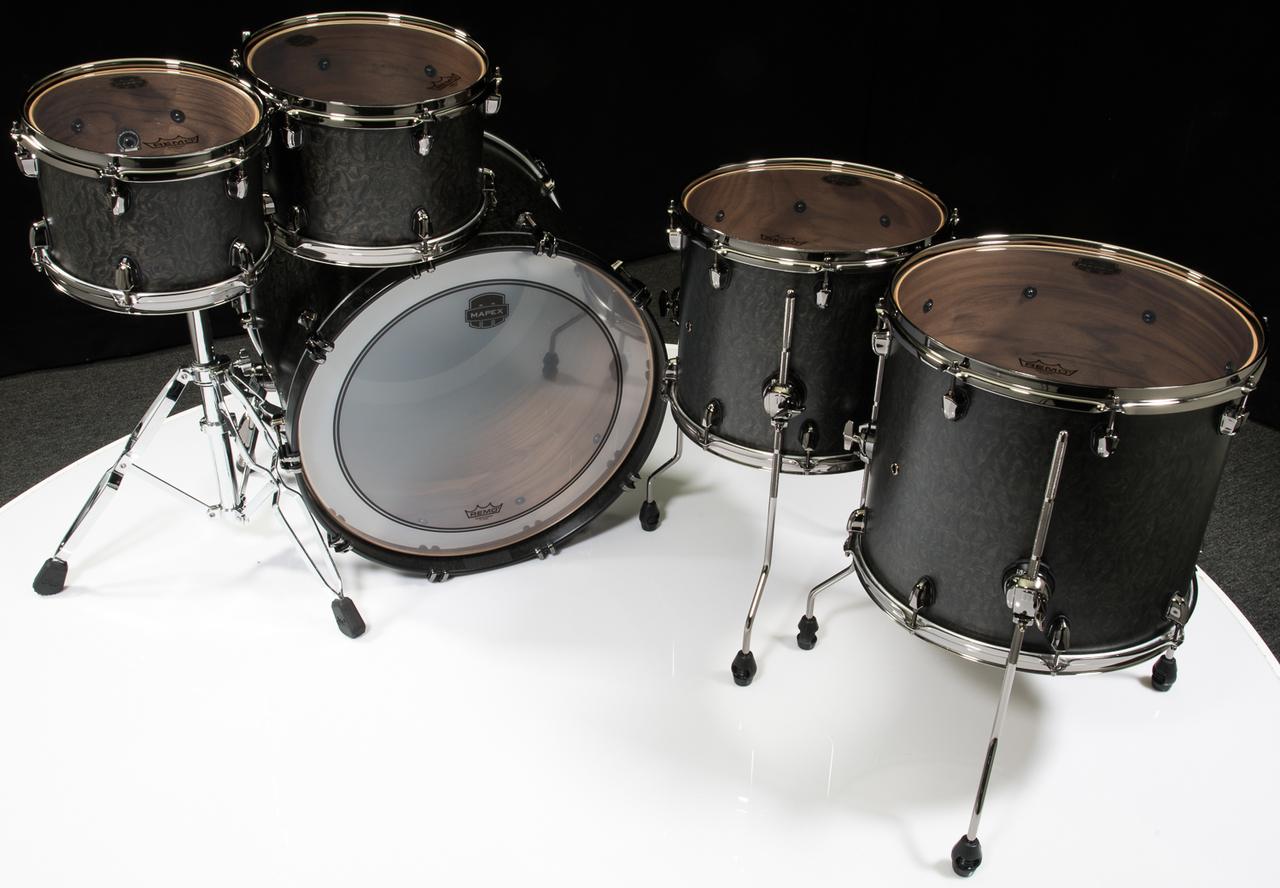 Mapex Saturn V Exotic Shell 5pc Studioease - Flat Black Maple Burl