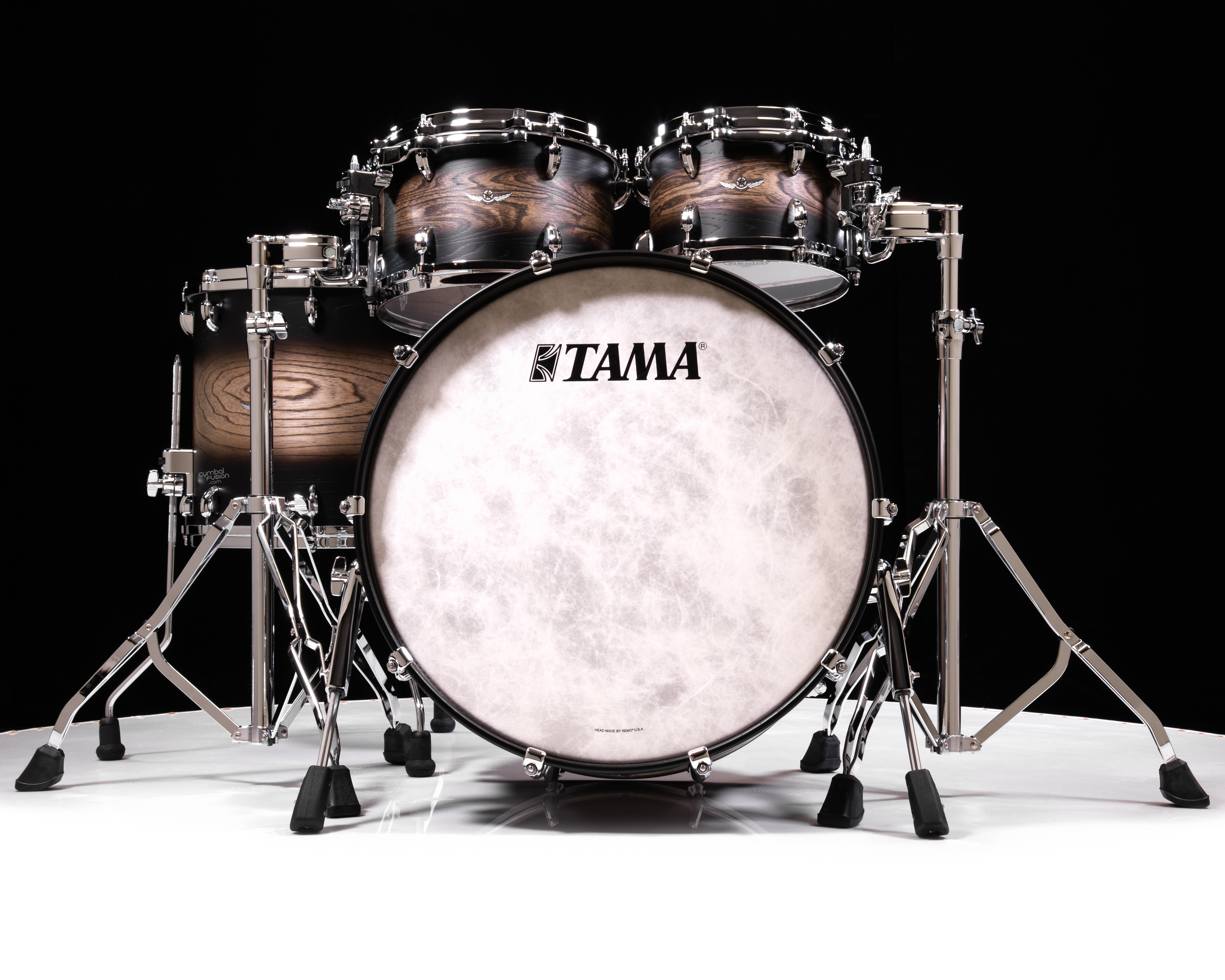 Tama Star Walnut 4pc Shell Pack - Satin Black Japanese Sen Burst