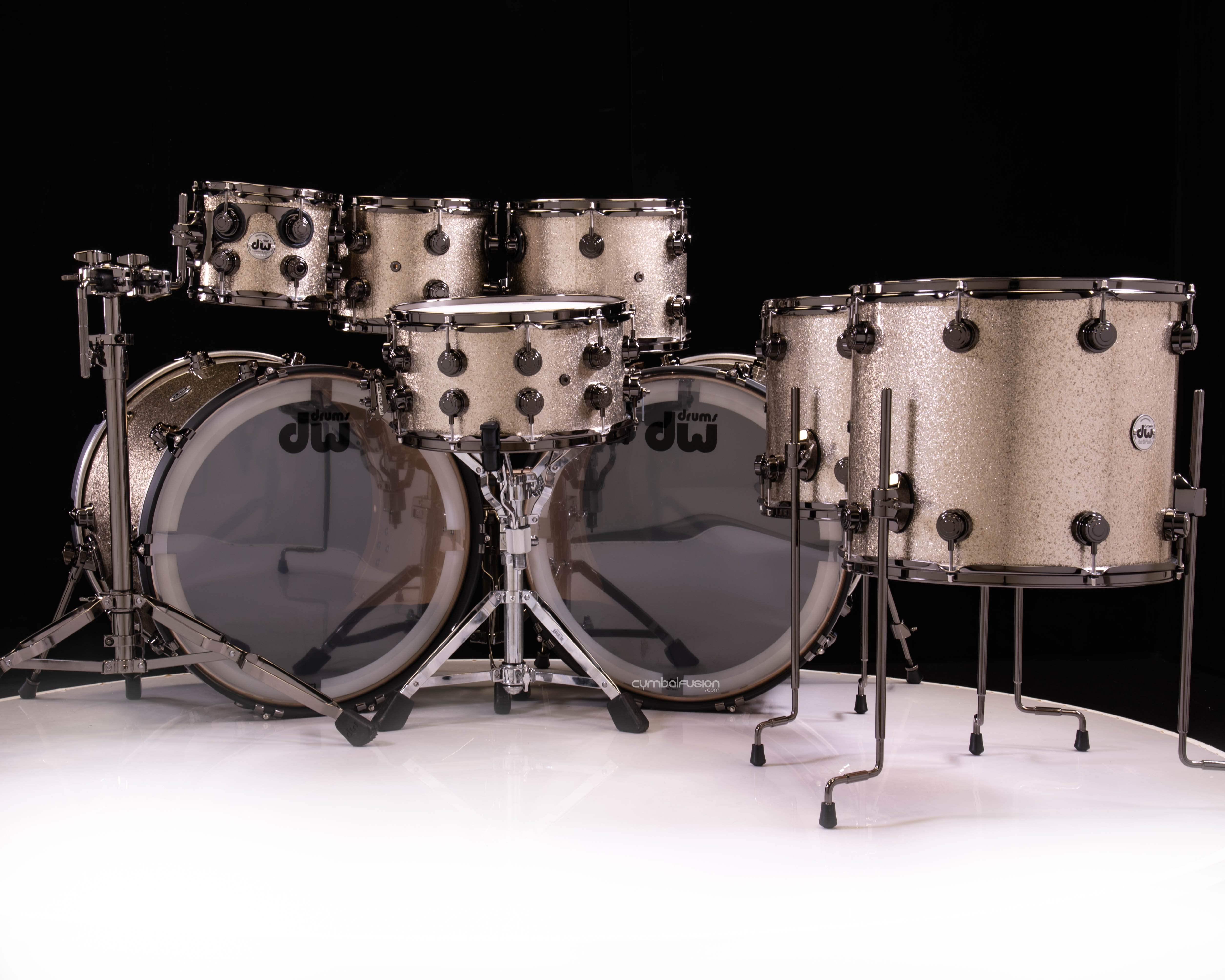 DW Collector's 8pc Maple Kit - Nickel Sparkle Glass w/Black Nickel HW