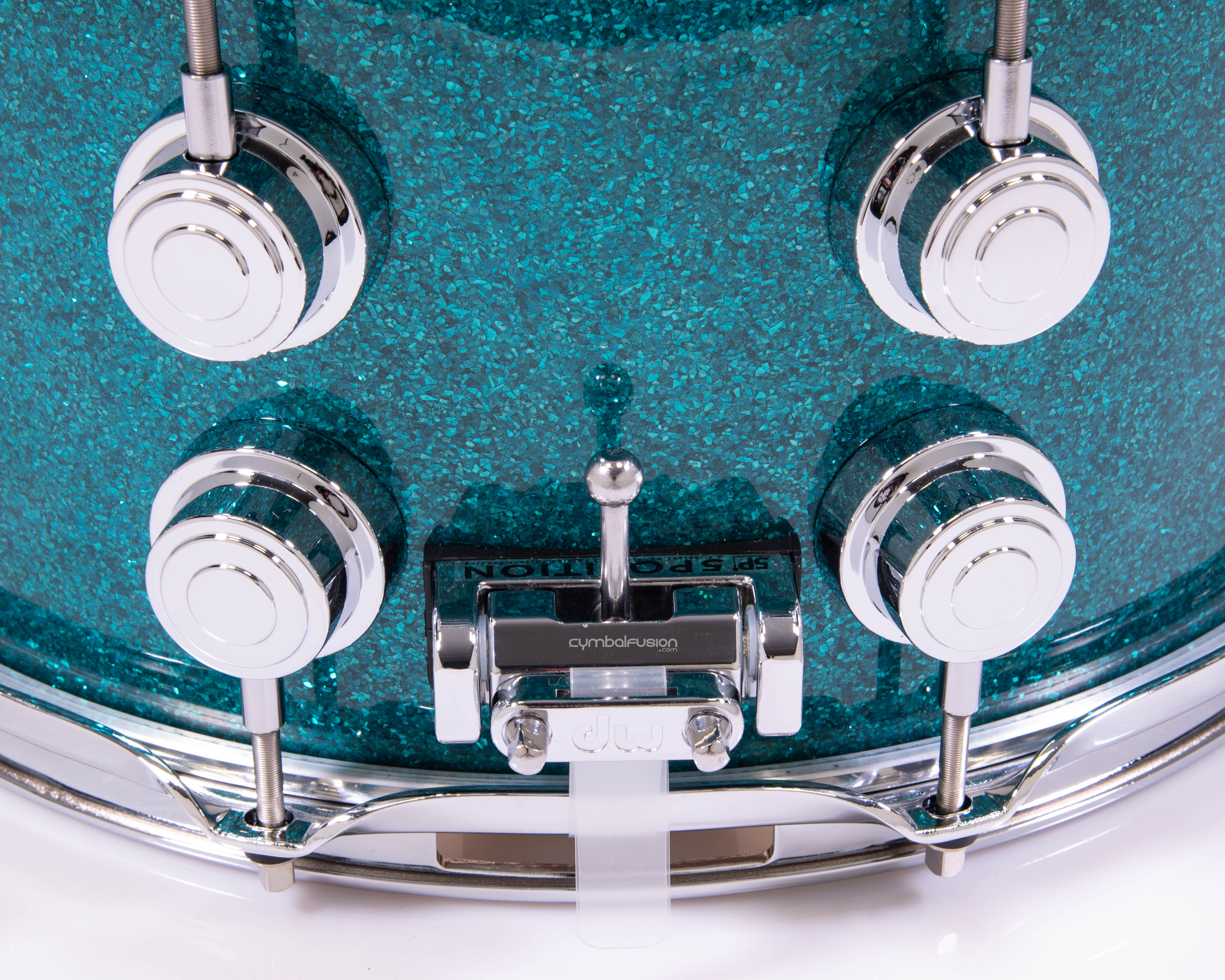 DW Collector's Pure Maple 7x14 Snare - Teal Glass w/ Chrome HW