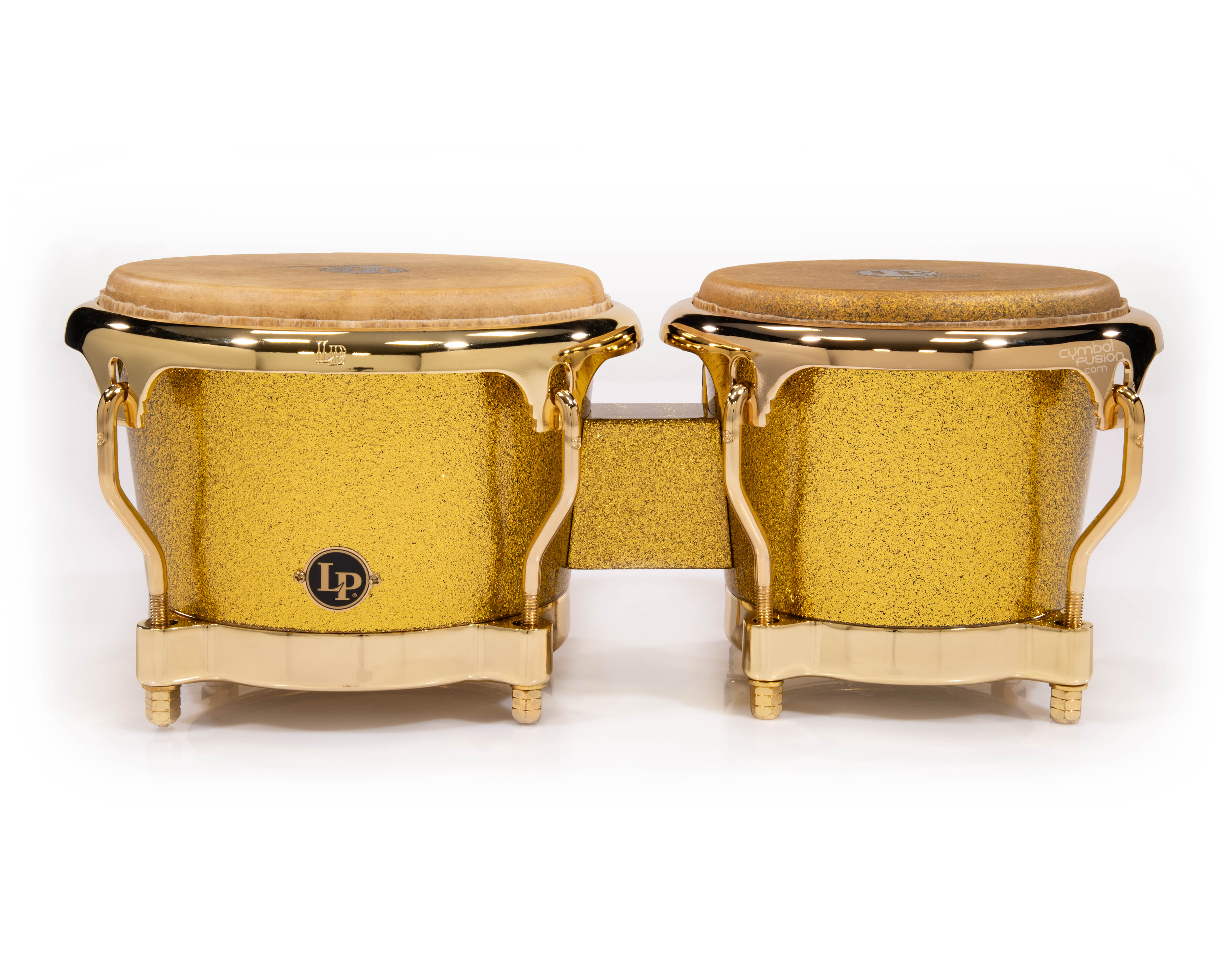LP Galaxy Fiberglass Bongos Gold Sparkle with Gold Hardware