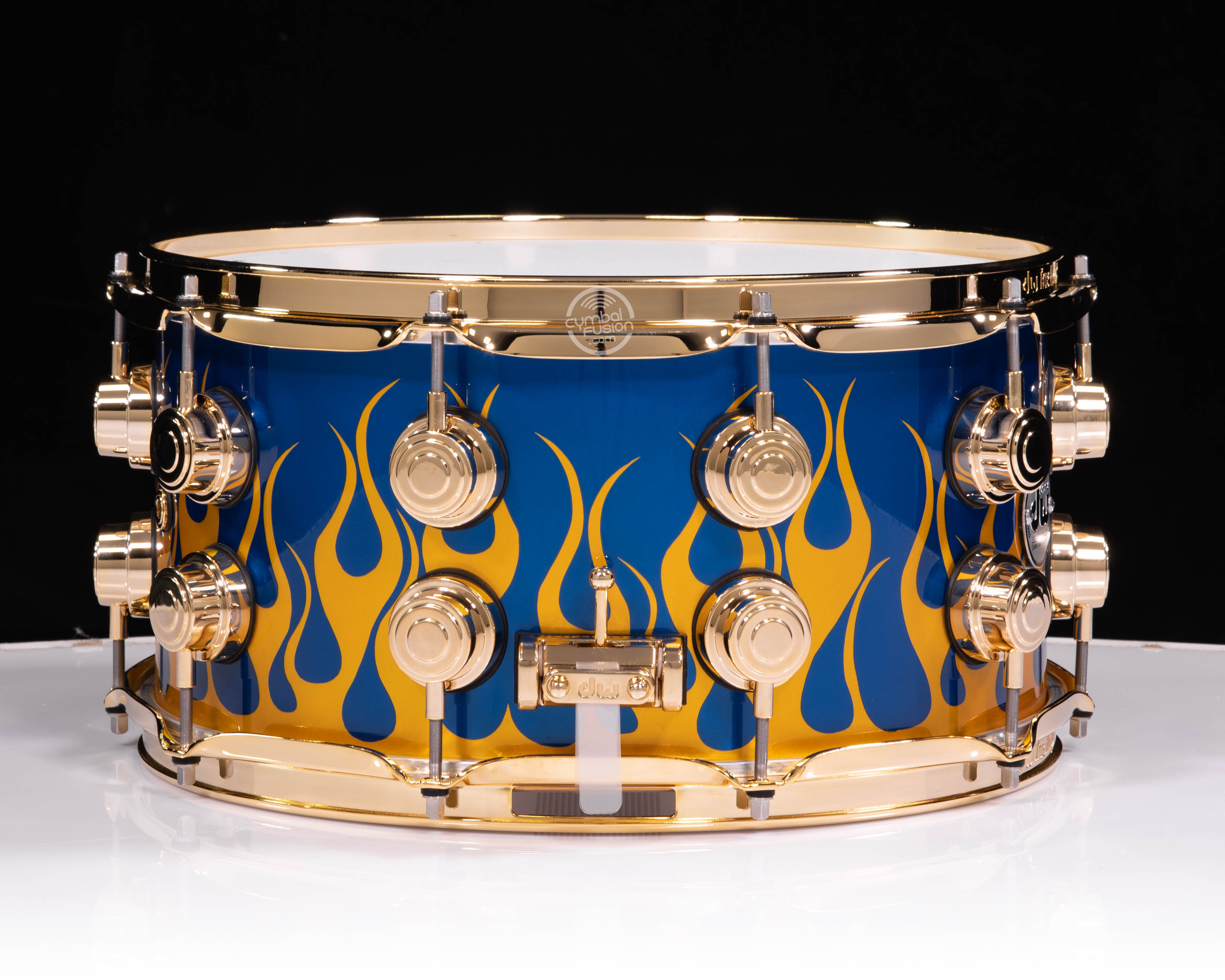 DW Collector's 7x14 Purpleheart Snare Drum - Gold Hot Rod Flames