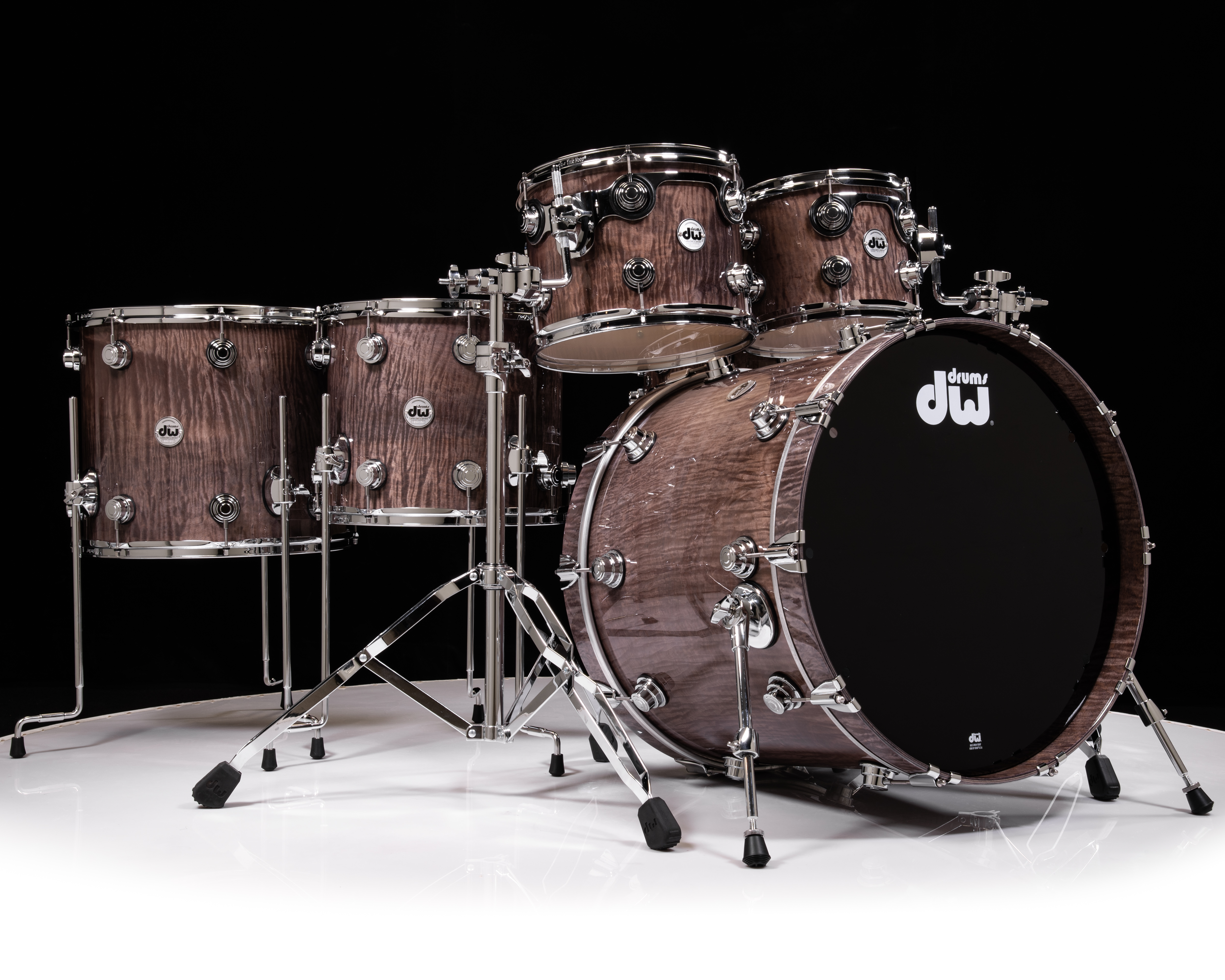 DW Collector's 6pc Maple Kit - Grey Knock Down Over Exotic Super Curly