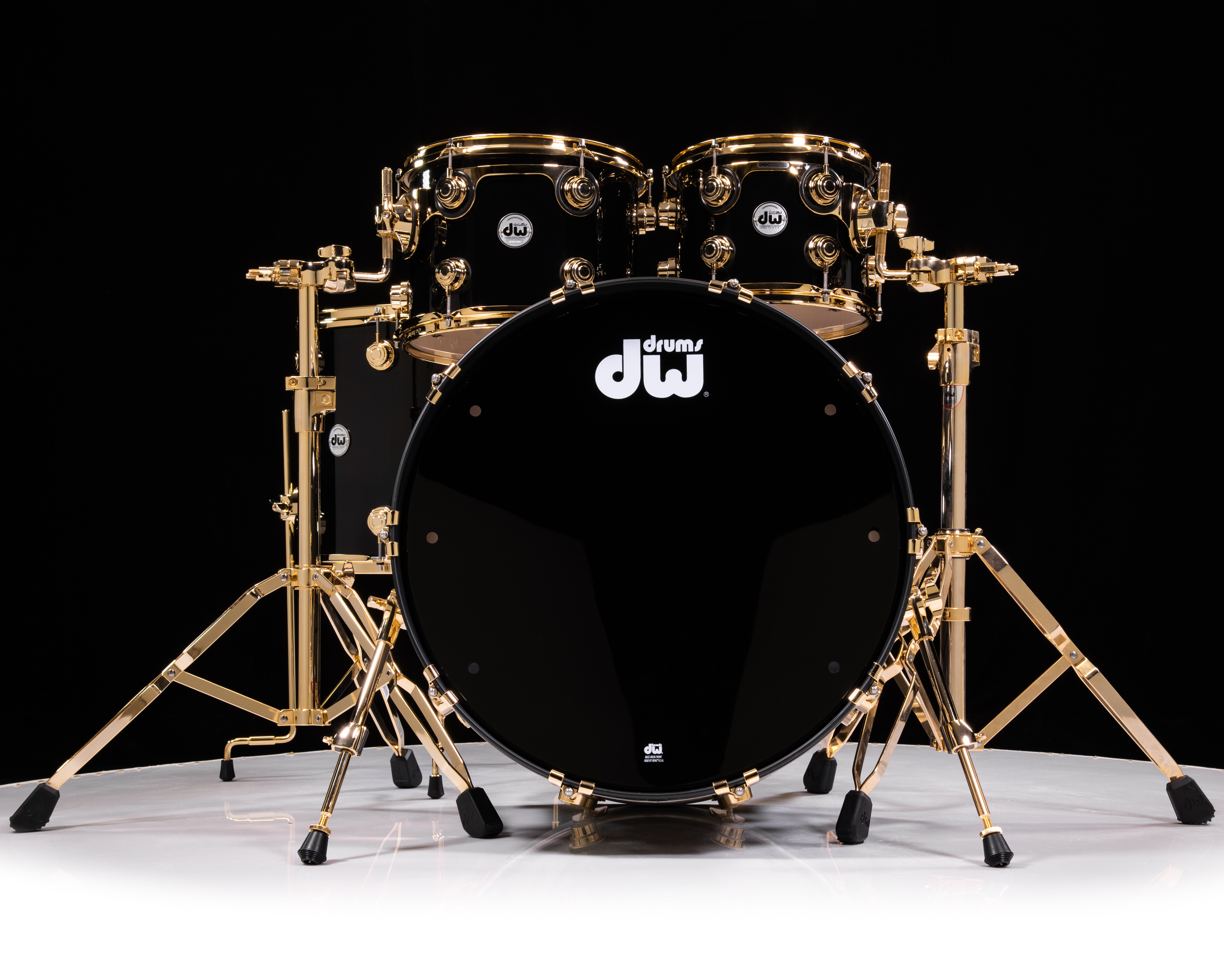 DW Collector's 4pc Maple Kit - Gloss Black w/ Gold HW 10/12/16/22