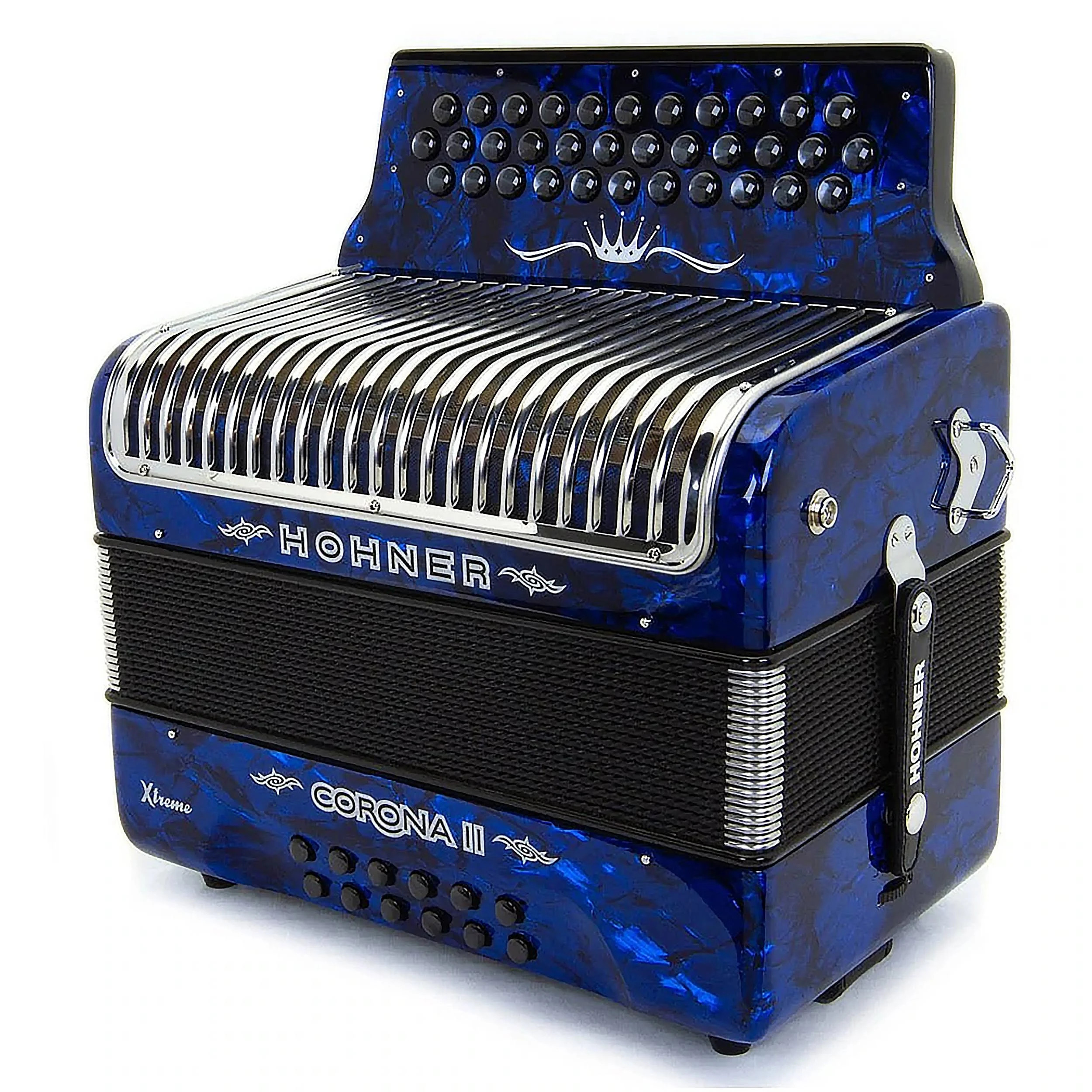 Hohner Corona II Xtreme GCF (Sol) Diatonic Accordion - Pearl Dark Blue  (CXGBL), image size:2500x2500