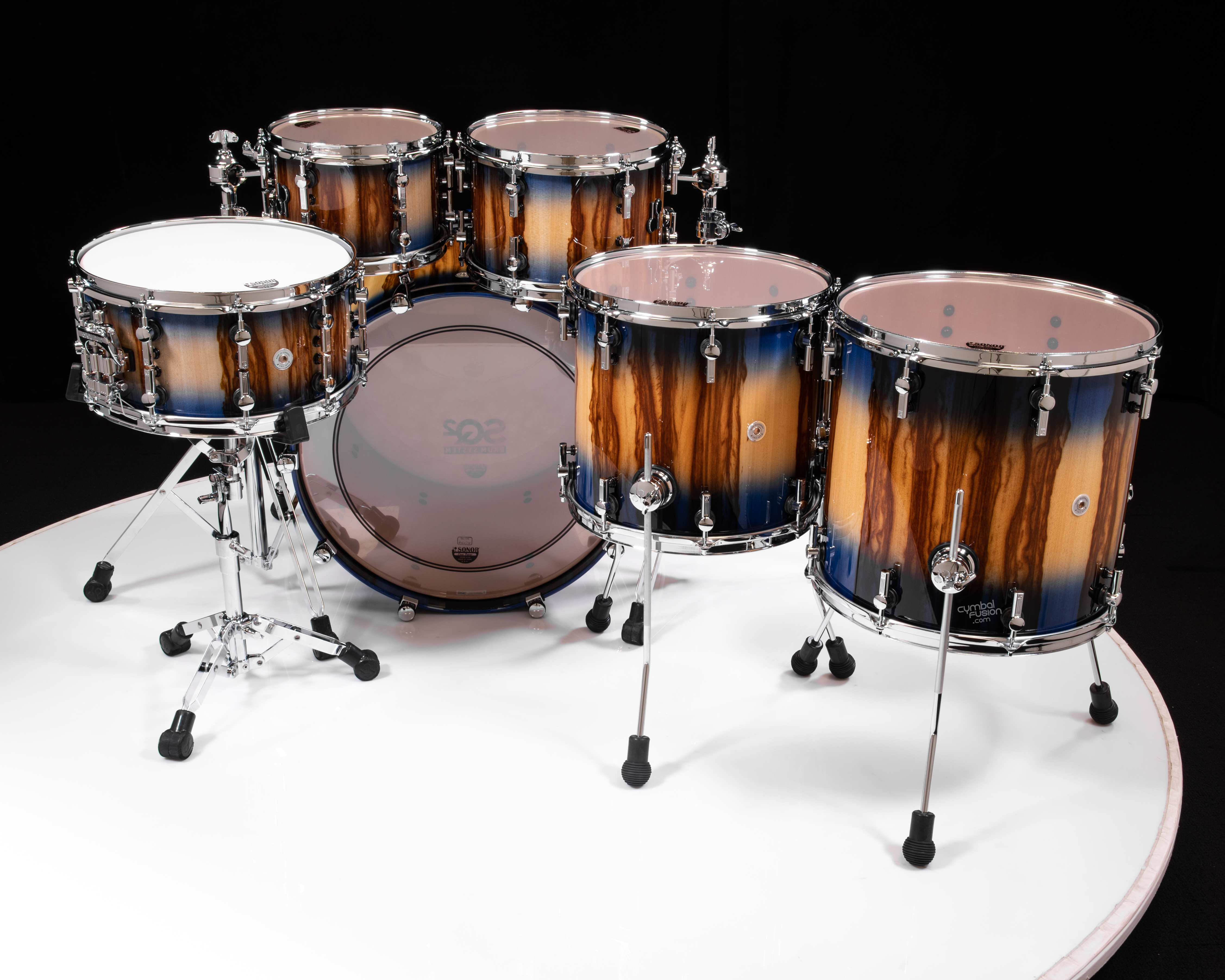 Sonor SQ2 6pc Beech Kit - Blue Burst over African Marble