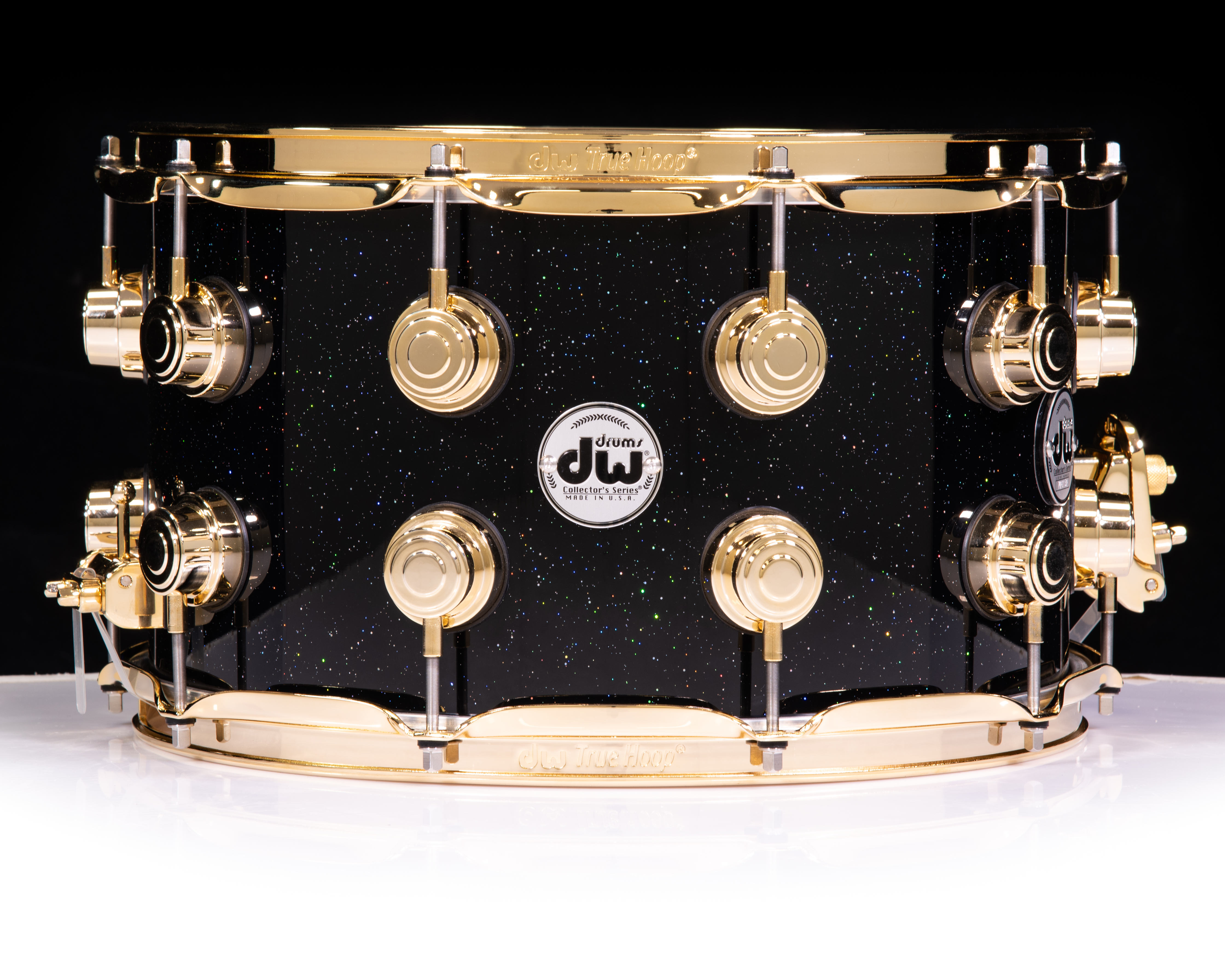 DW Collector Series 8x14 SSC Maple Snare Drum - Black Mirra w/Gold HW