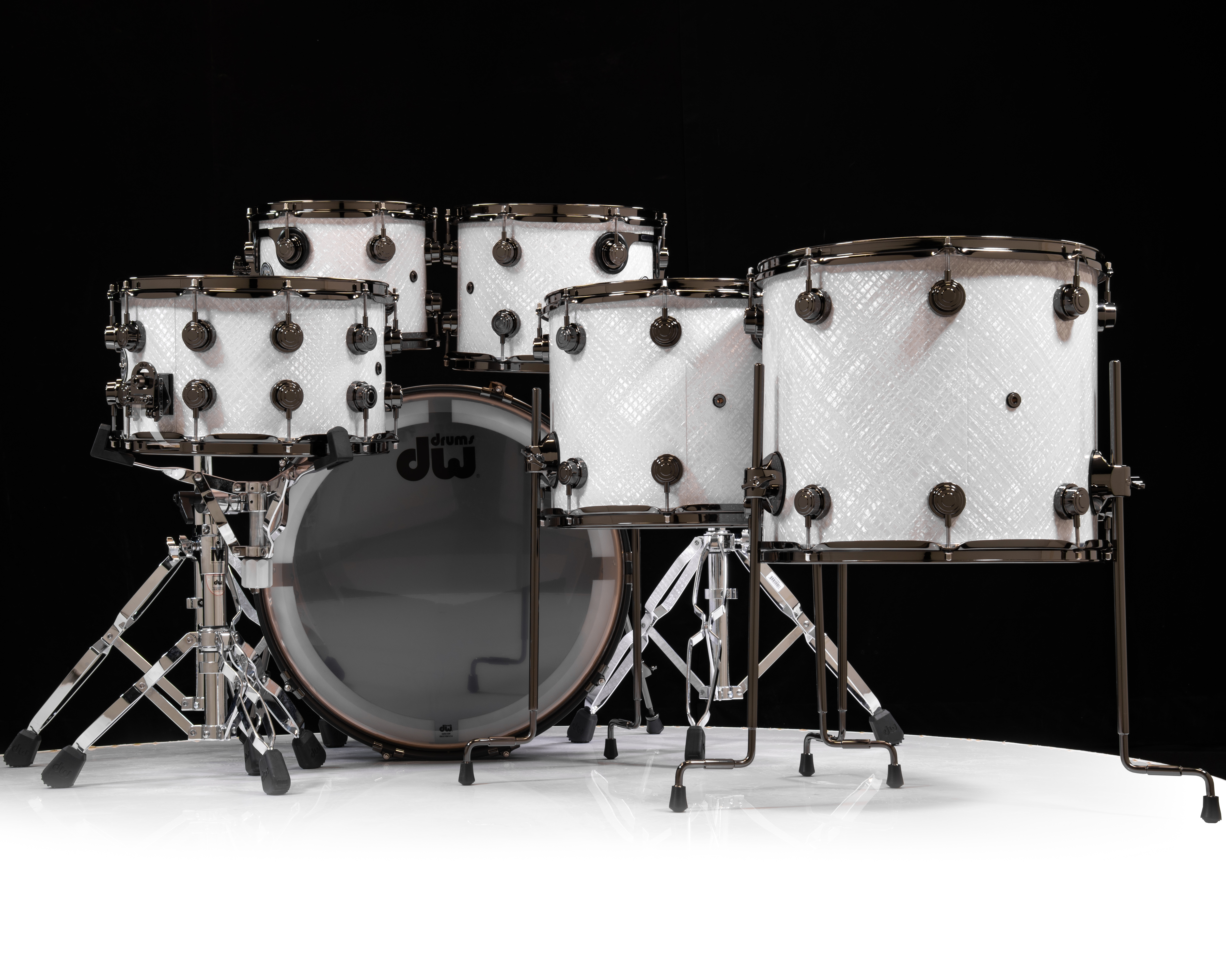 DW Collector's 6pc Maple SSC Kit - White Crystal w/Black Nickel HW