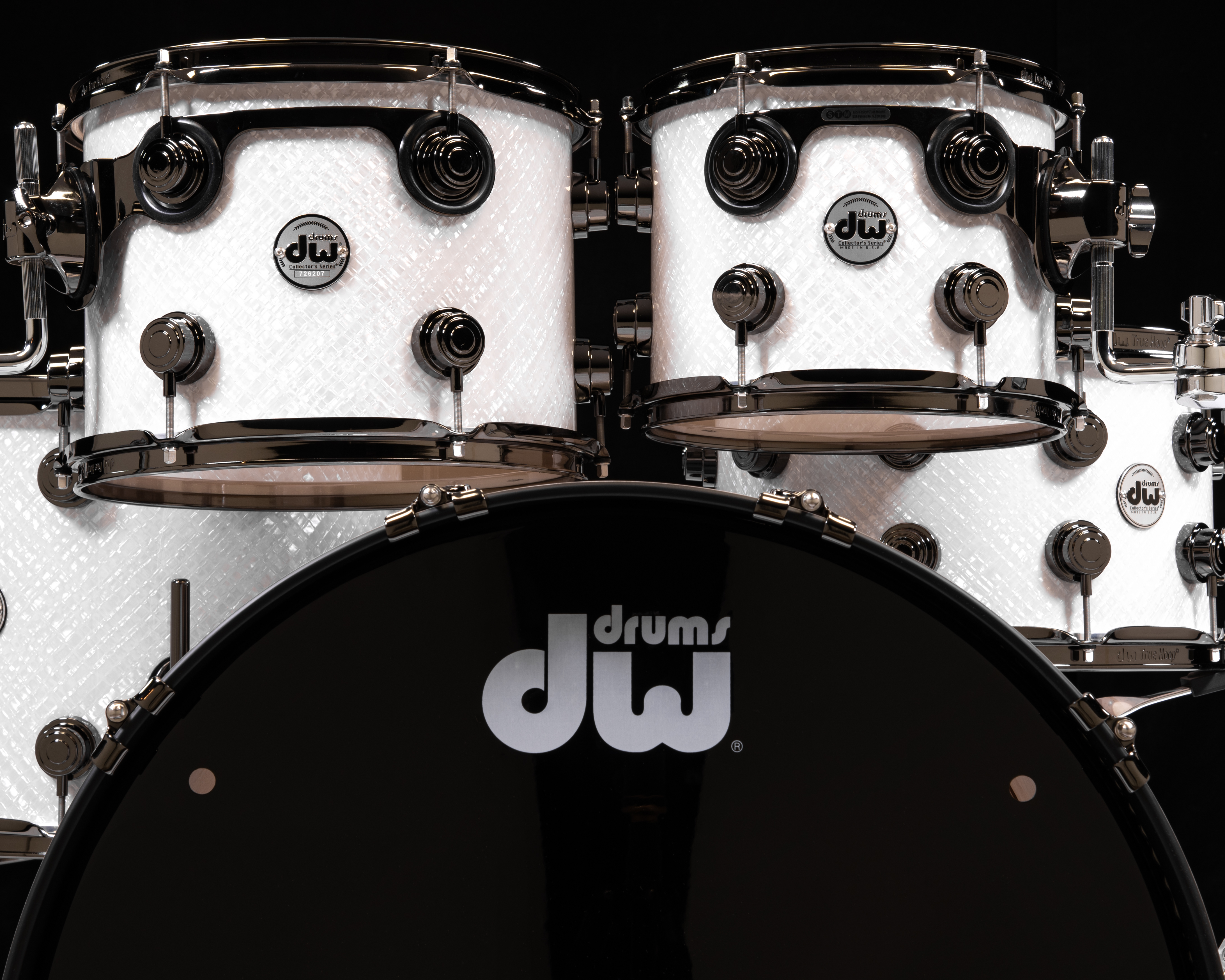 DW Collector's 6pc Maple SSC Kit - White Crystal w/Black Nickel HW