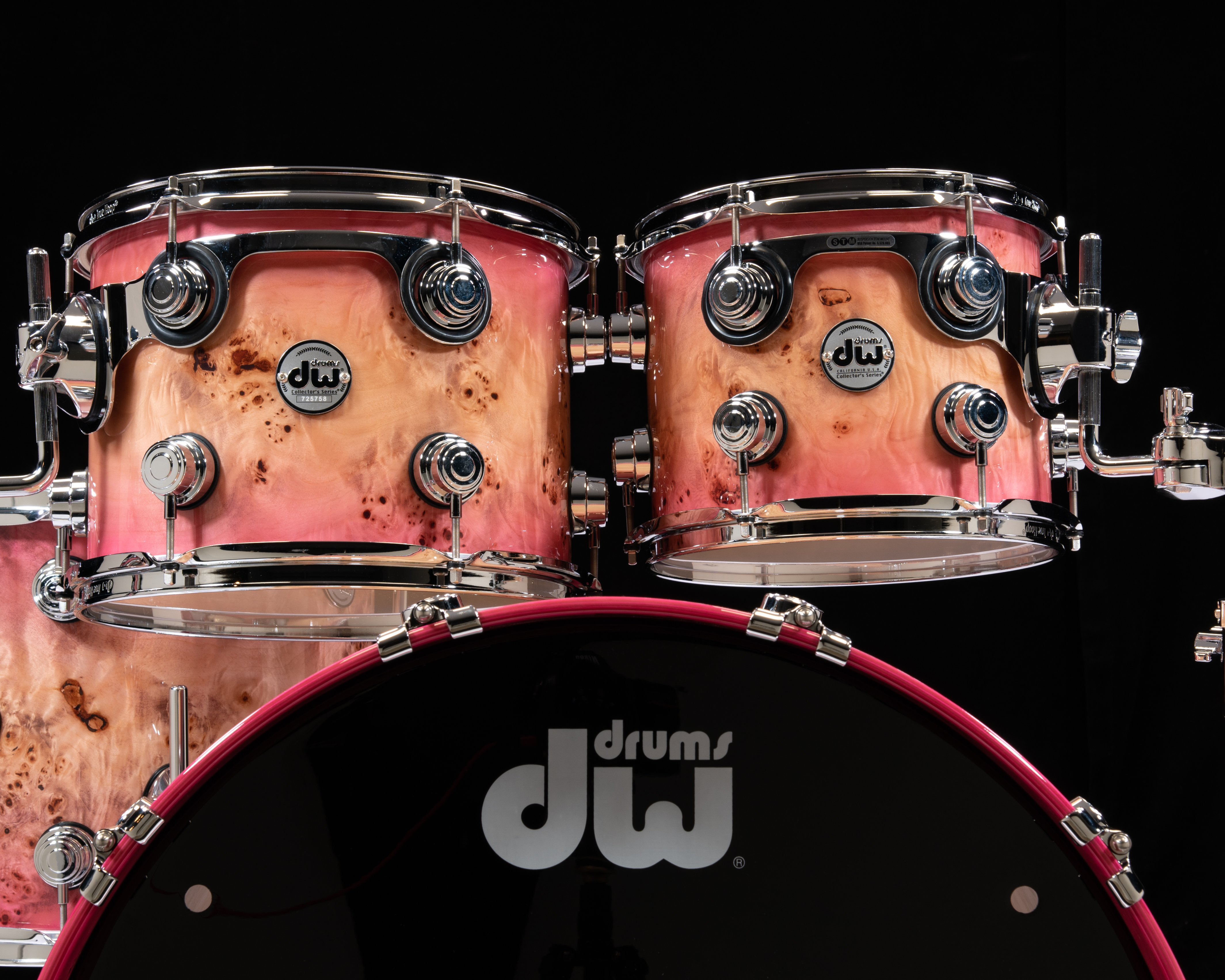 DW Collector's 5pc SSC Maple Kit - Magenta Burst over Mapa Burl