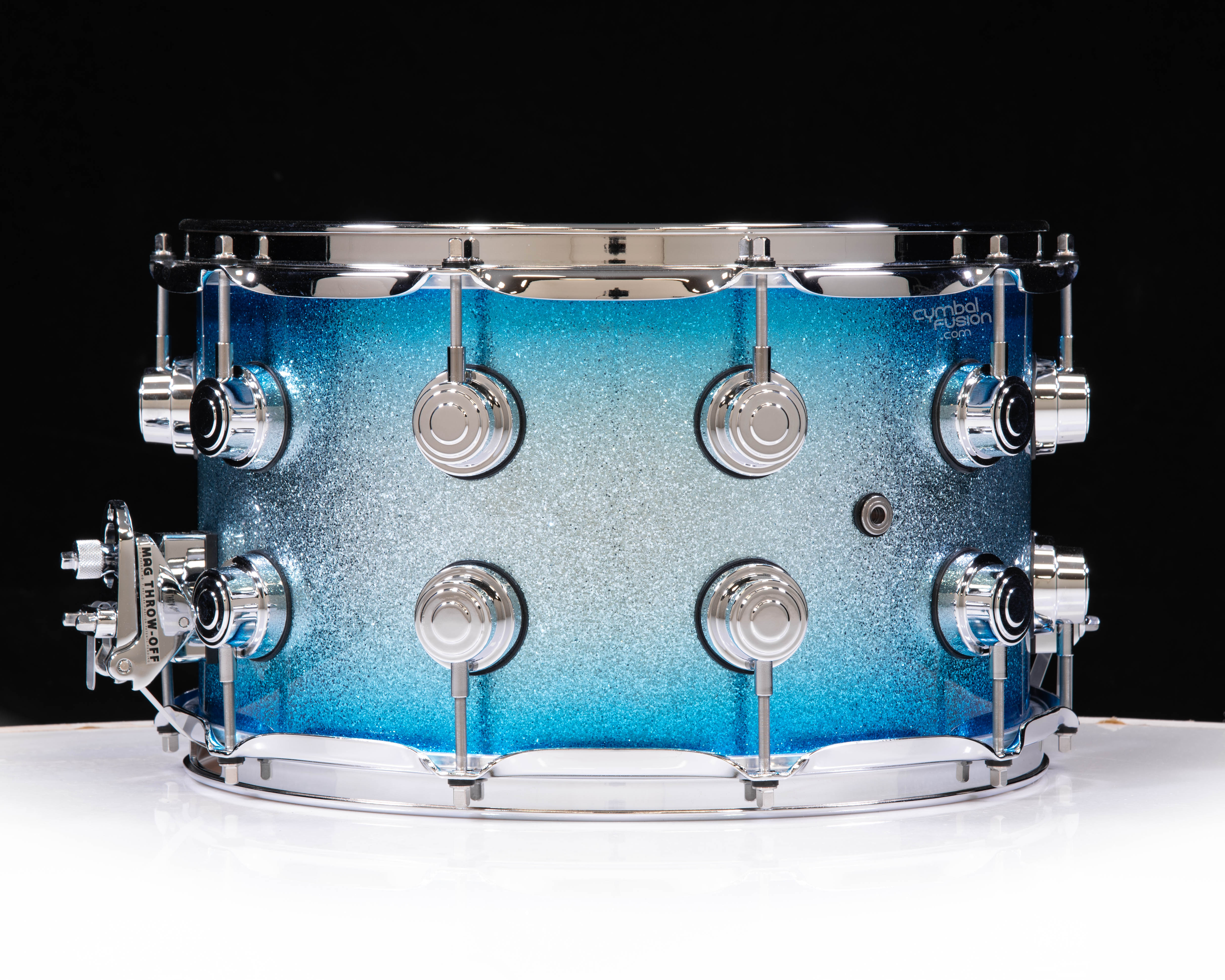 DW Collector's 8x14 SSC Maple Snare - Blue Glitz Burst w/Chrome HW 