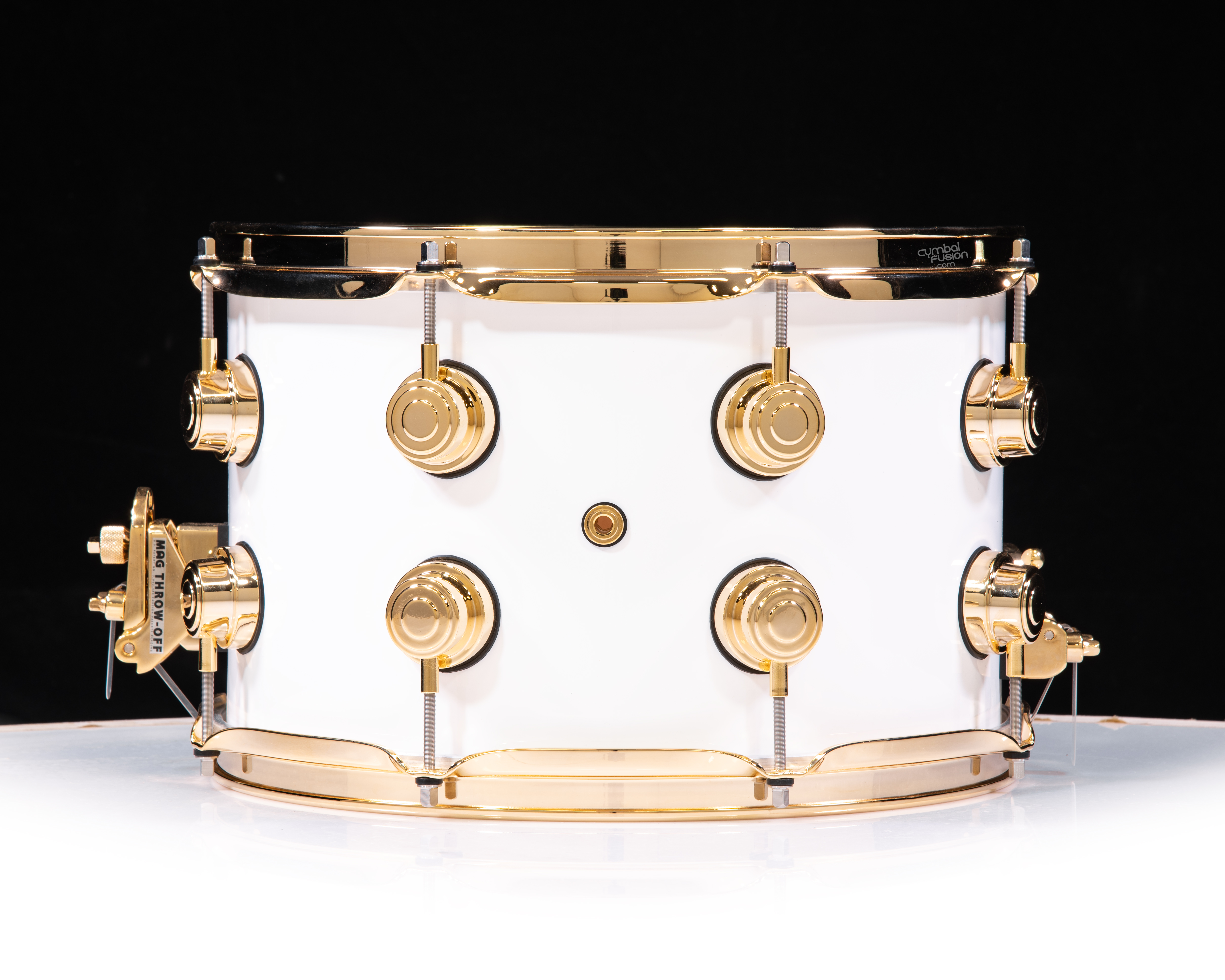DW Collector's 8x13 Maple SSC Snare Drum - Gloss White w/Gold HW