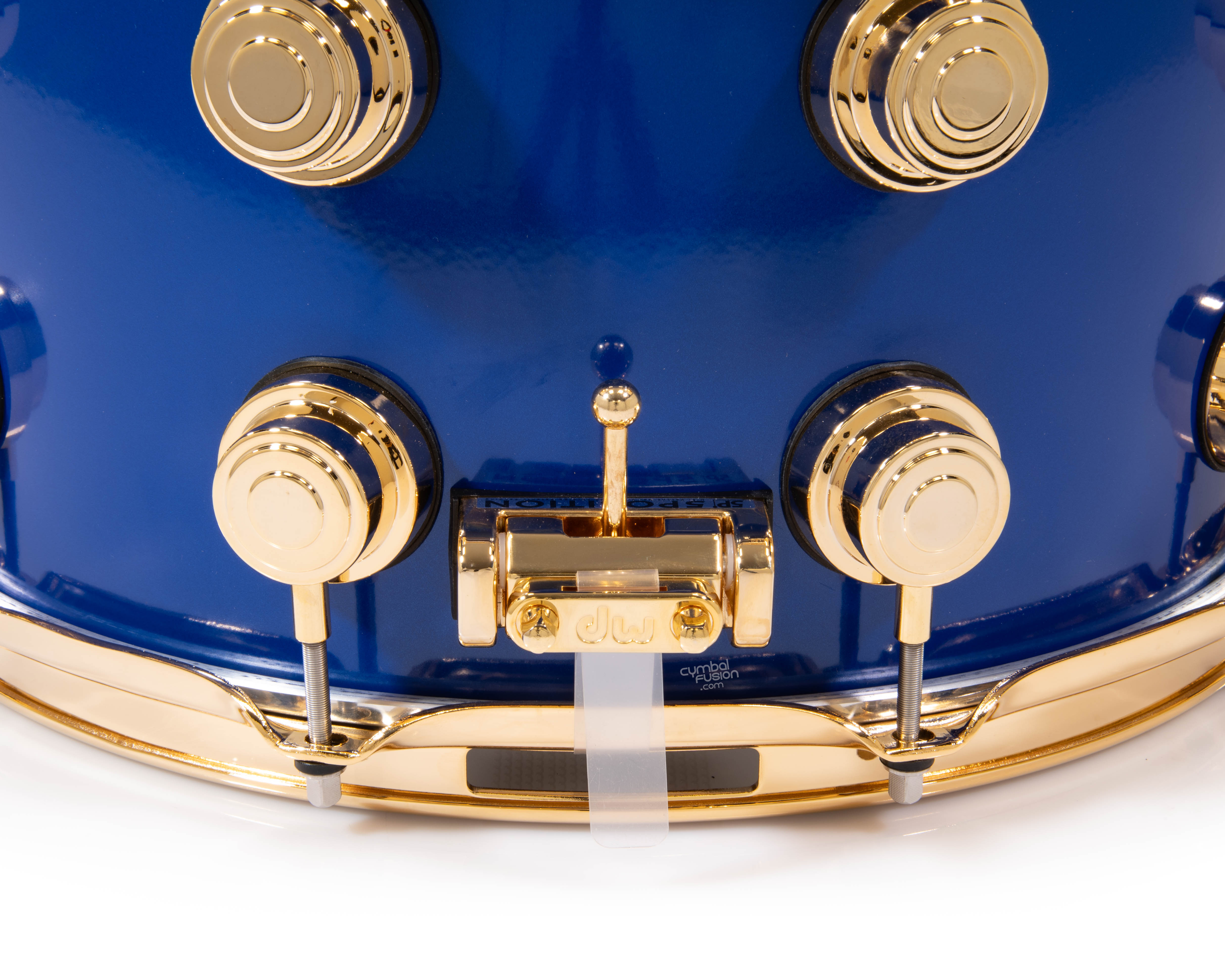 DW Brass Snare Drum 8x14 Gold Hardware - Yama Blue - CymbalFusion.com