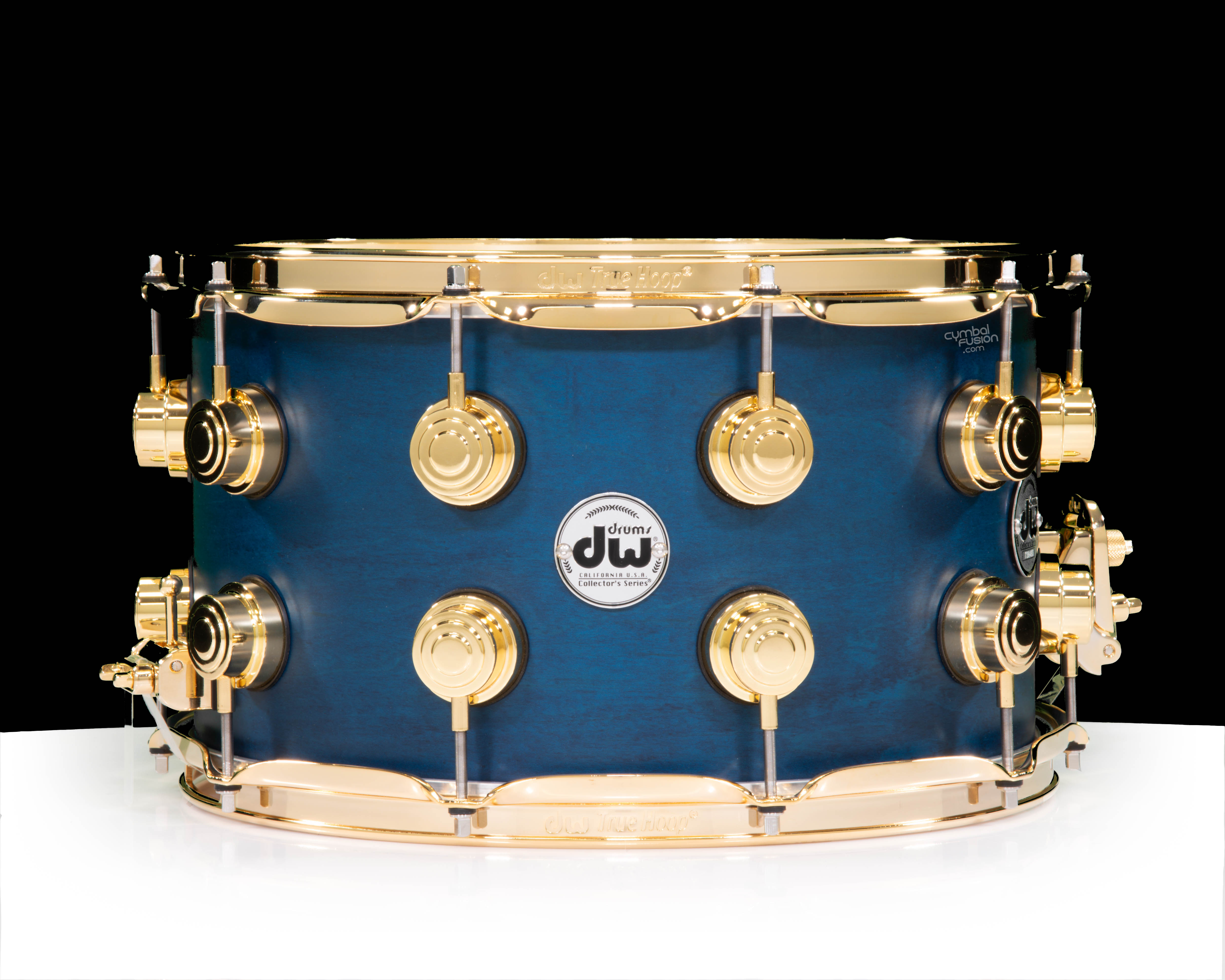 DW Collector's Series 8x14 Maple Snare Regal Blue Satin Oil w/Gold