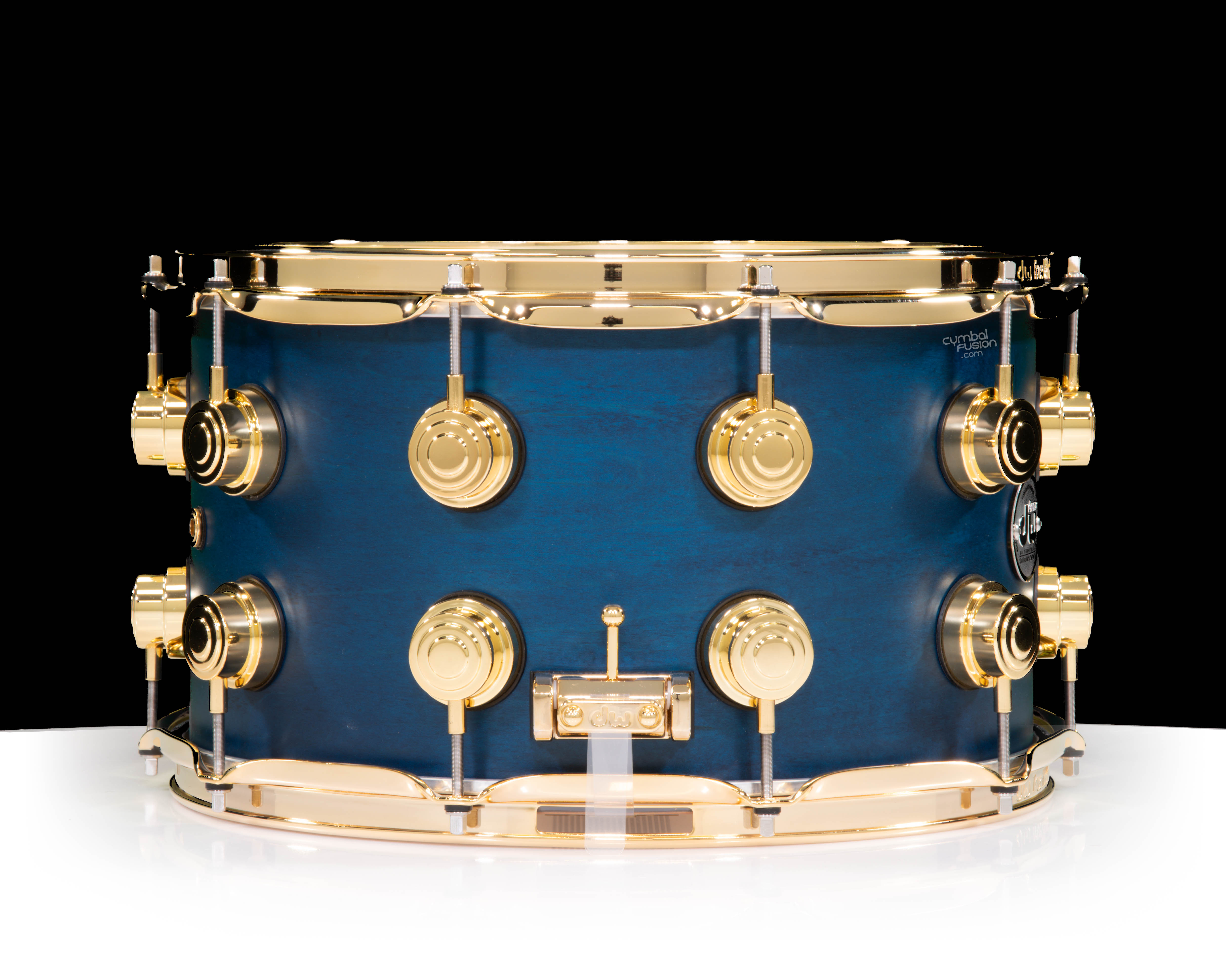 DW Collector's Series 8x14 Maple Snare Regal Blue Satin Oil w/Gold