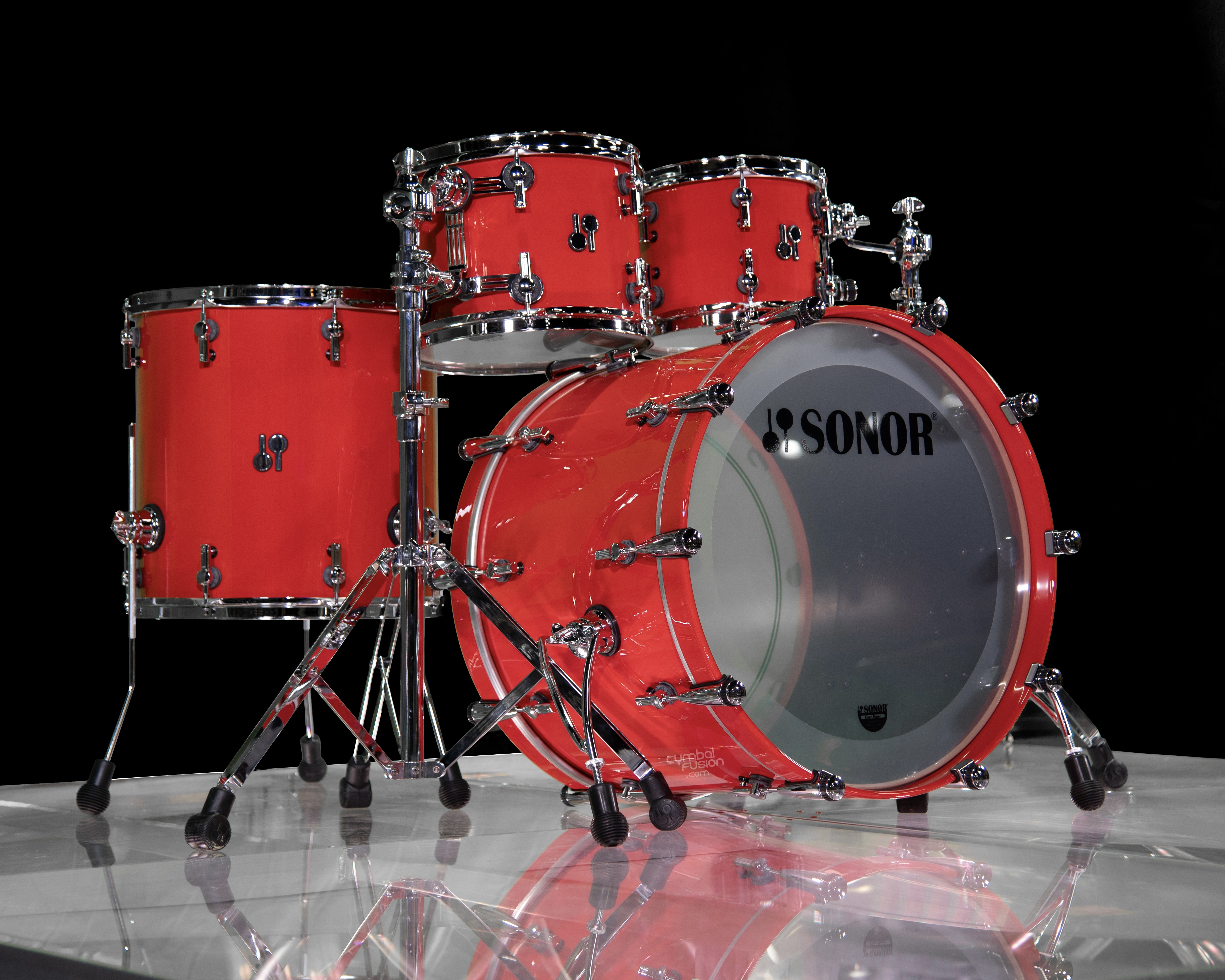 Sonor SQ2 4pc Beech Kit - Flame Red Lacquer 10/12/16/22