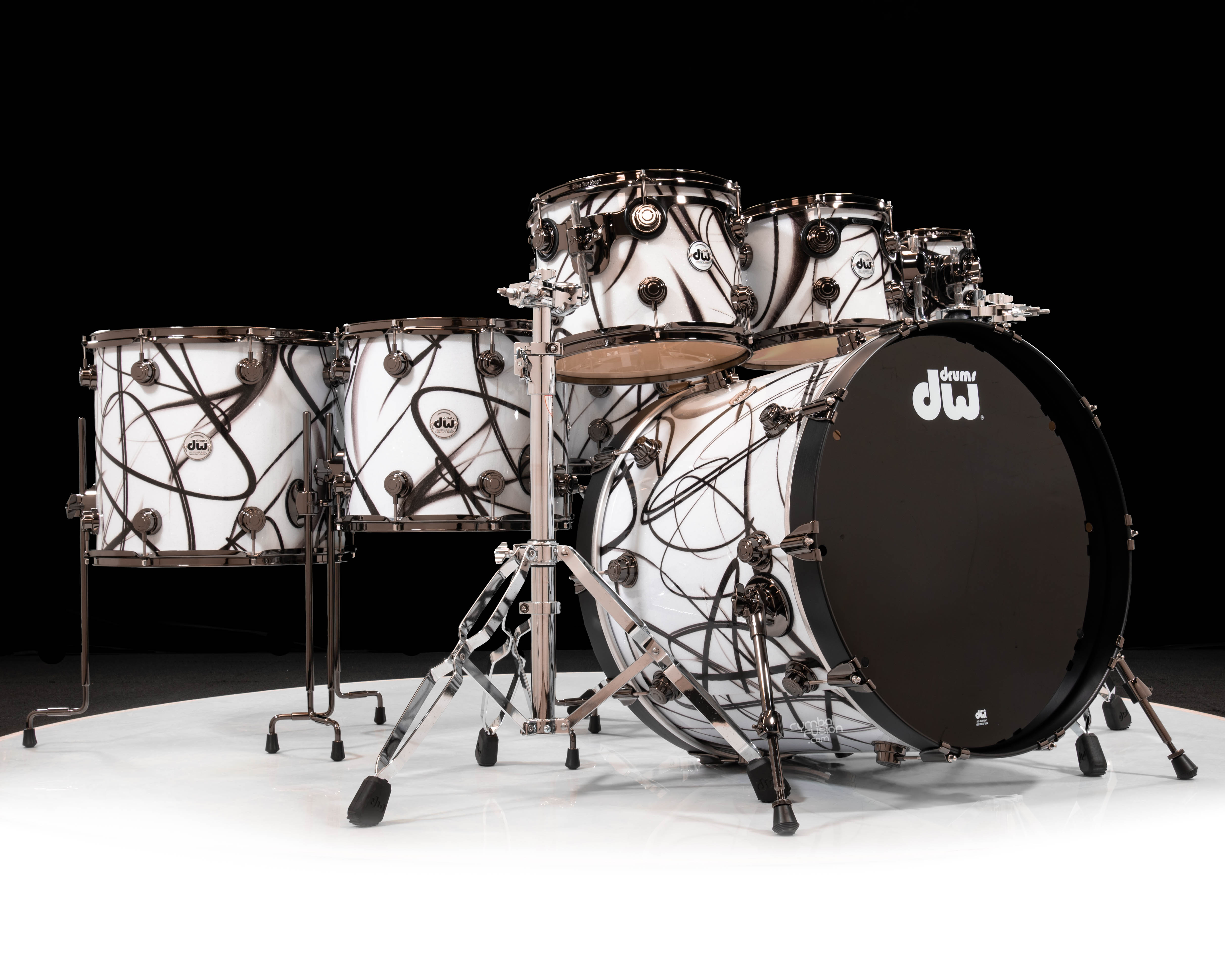 DW Collector's 6pc SSC Maple Kit - White Glass Contrails w/Black