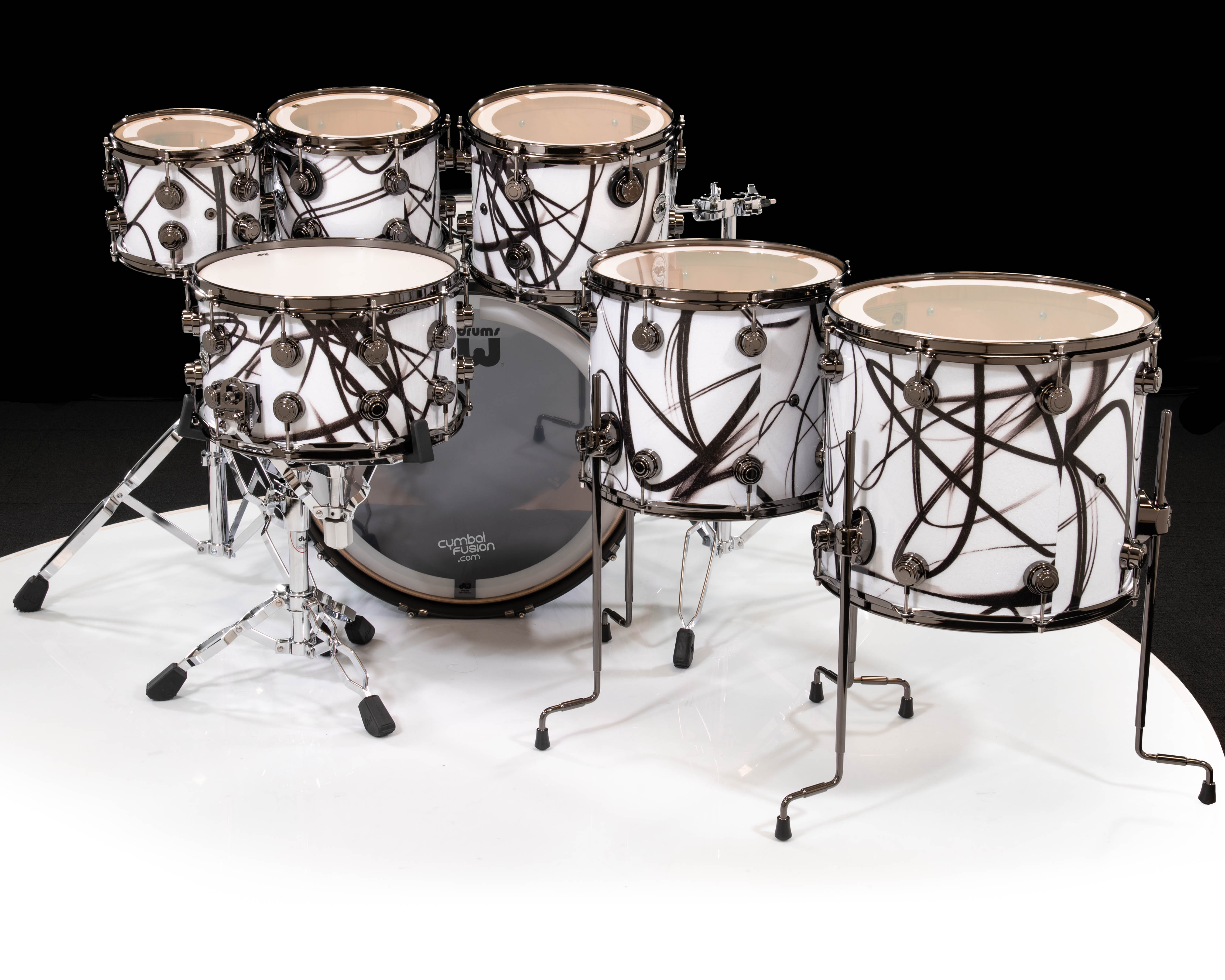 DW Collector's 7pc SSC Maple Kit - White Glass Contrails w/Black