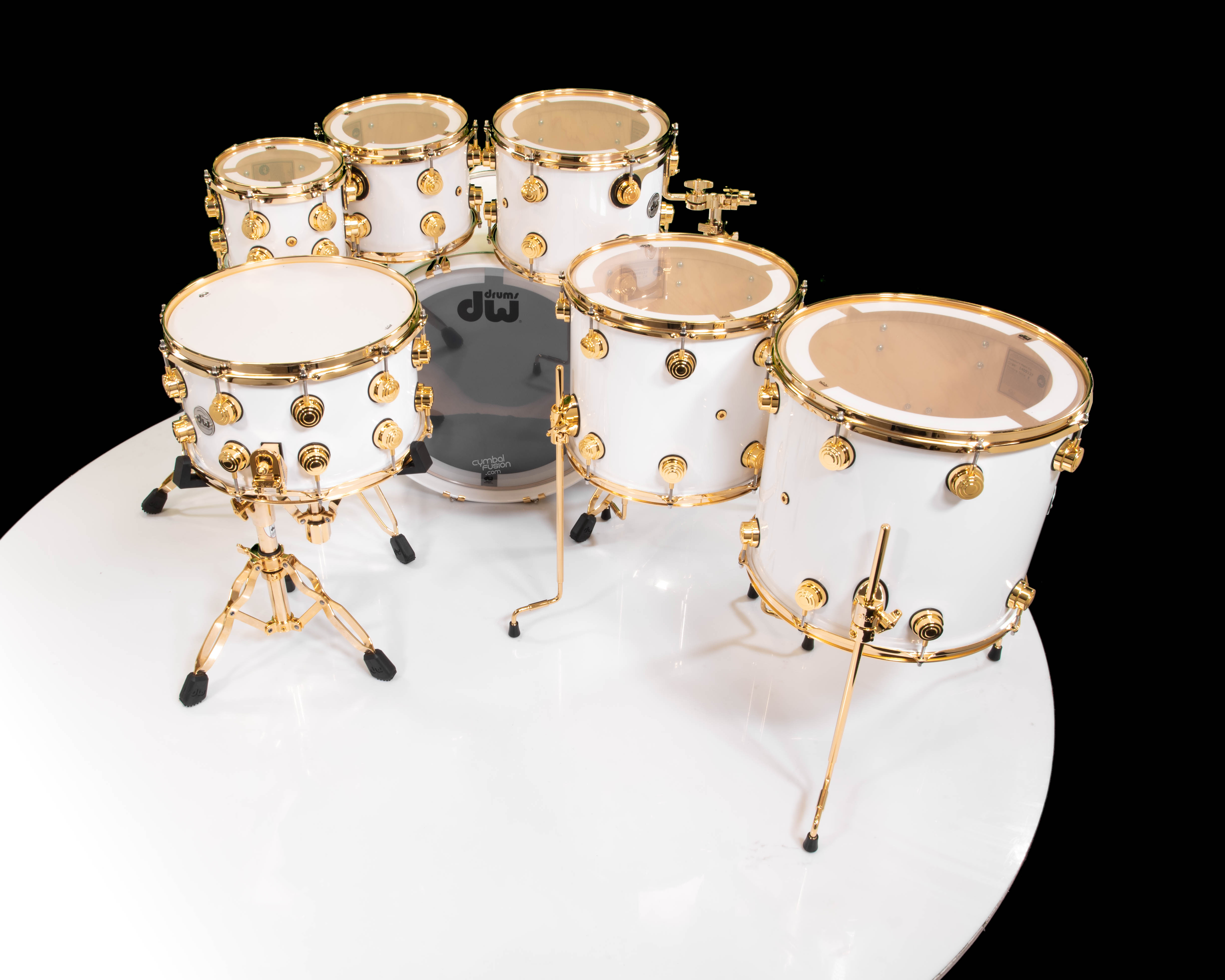 DW Collector's 7pc Maple SSC Kit Gloss White Lacquer w/Gold