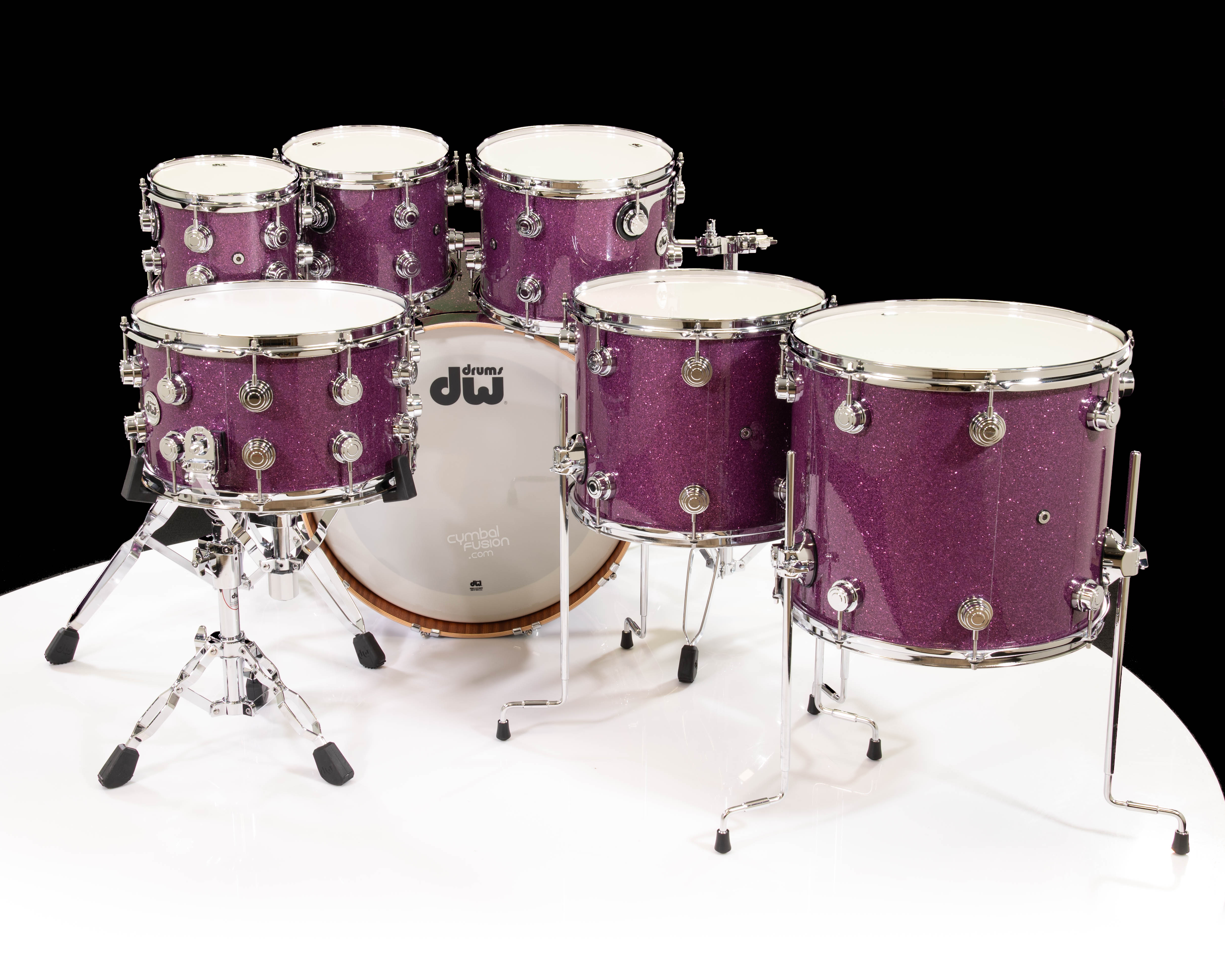 DMS CUSTOM 紅葉2 ハイエンドメタリックパープルコンポネンベース DW Collector's 7pc Collector's Maple/Mahogany Kit - Purple Glass