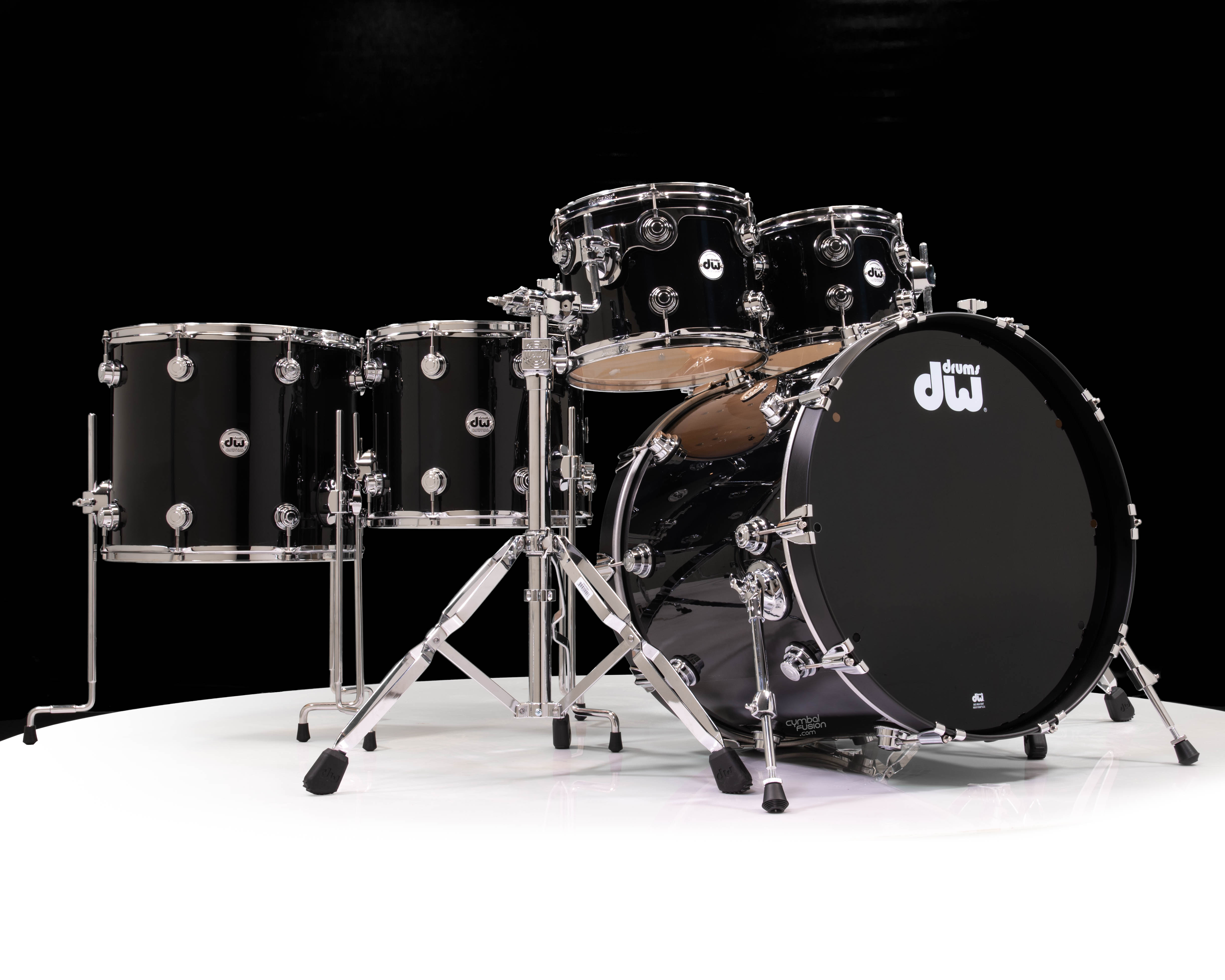 DW Collector's 6pc Maple SSC Kit - Gloss Black w/Chrome HW