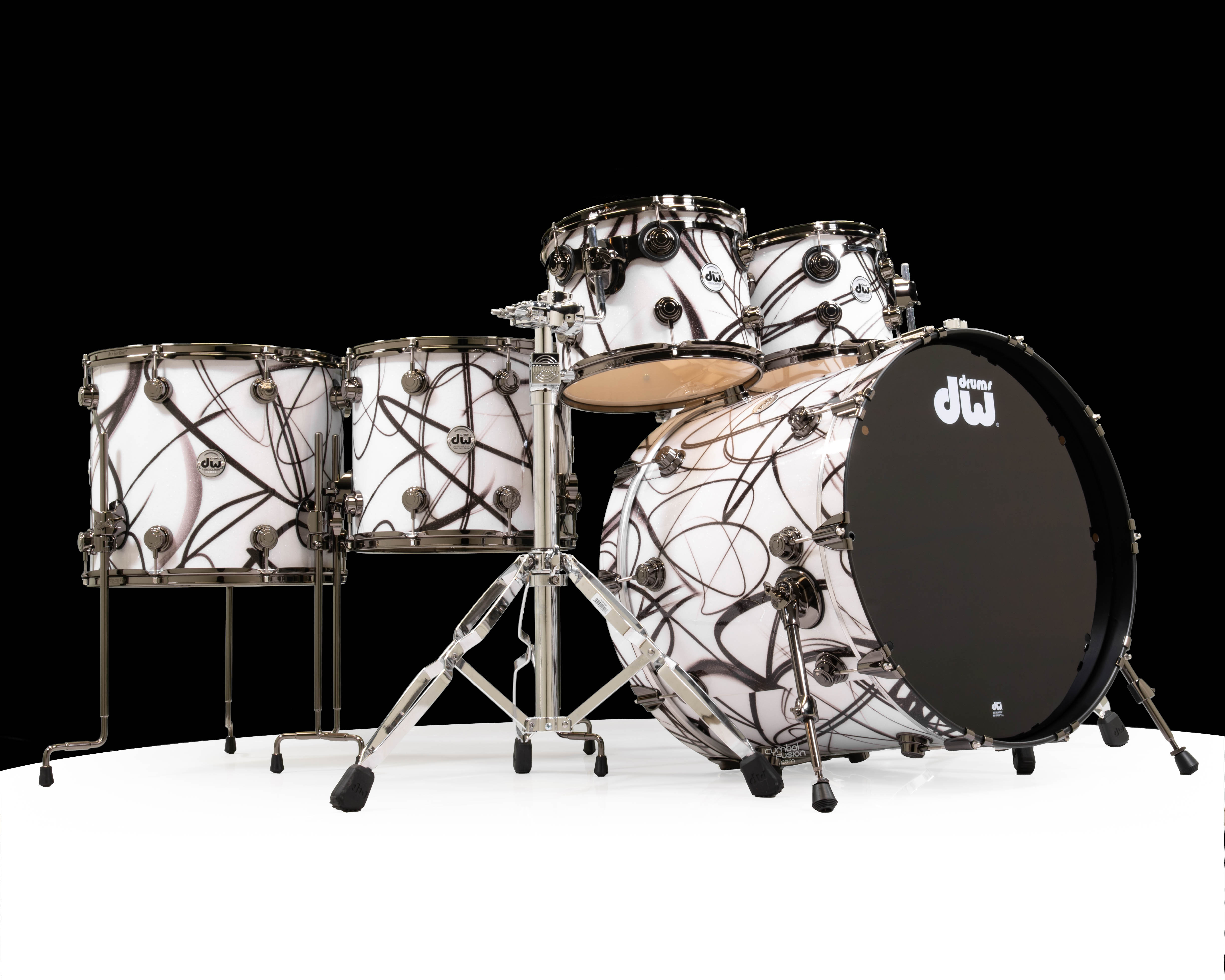 DW Collector's 6pc SSC Maple Kit - White Glass Contrails w/Black