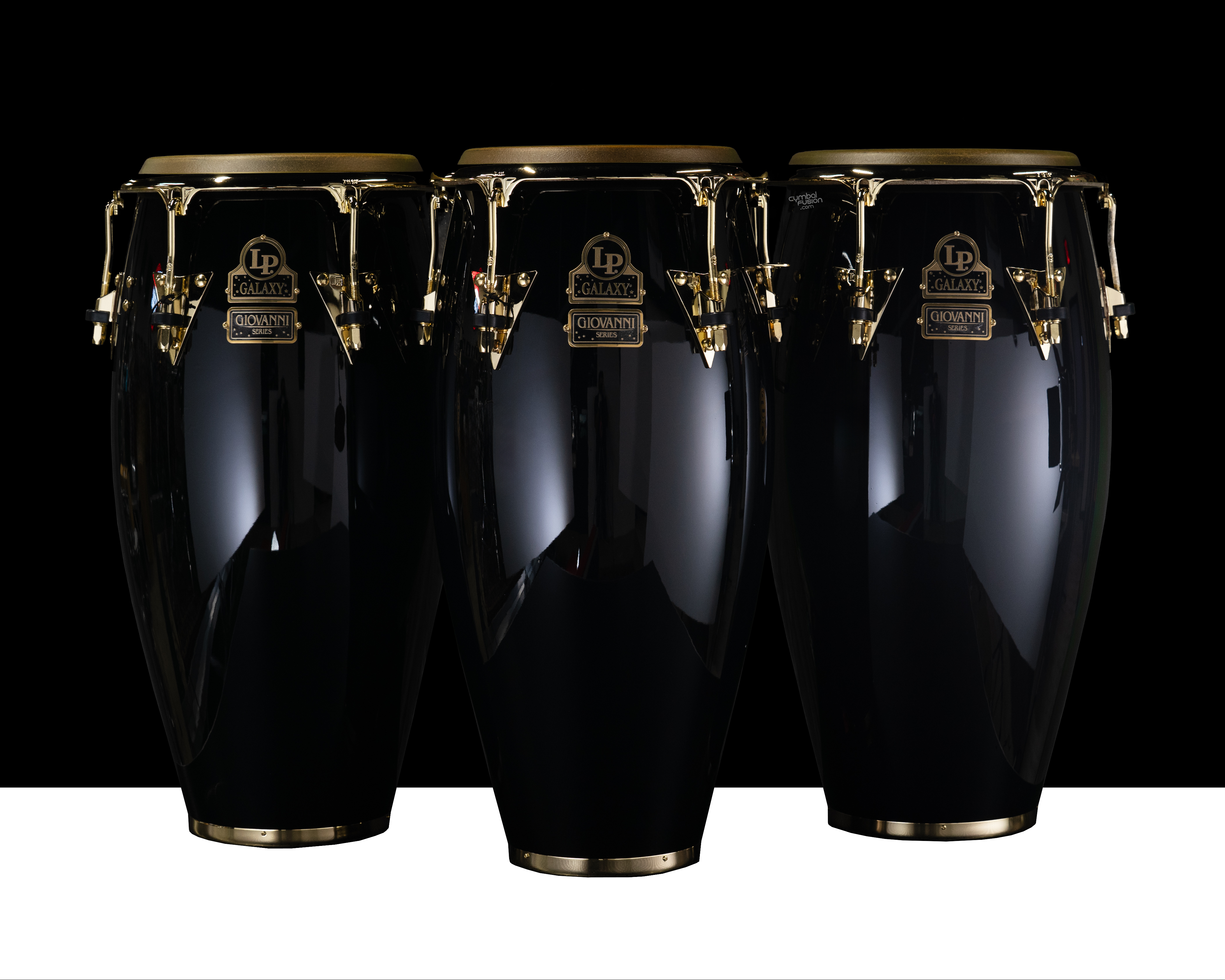 LP Limited Edition Mango Conga Set - Piano Black w/Gold Hardware