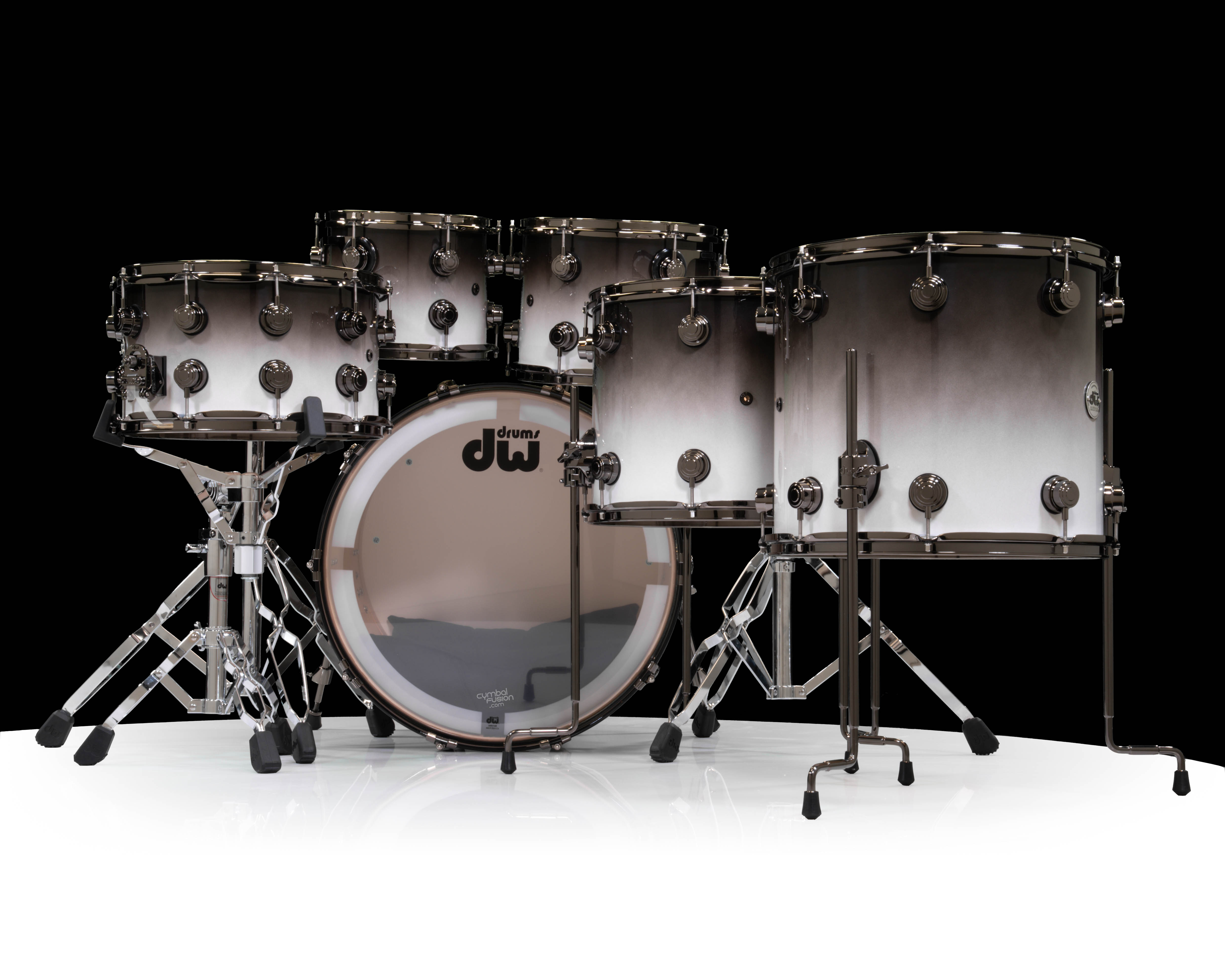 DW Collector's 6pc SSC Maple Kit Solid White to Candy Black Fade