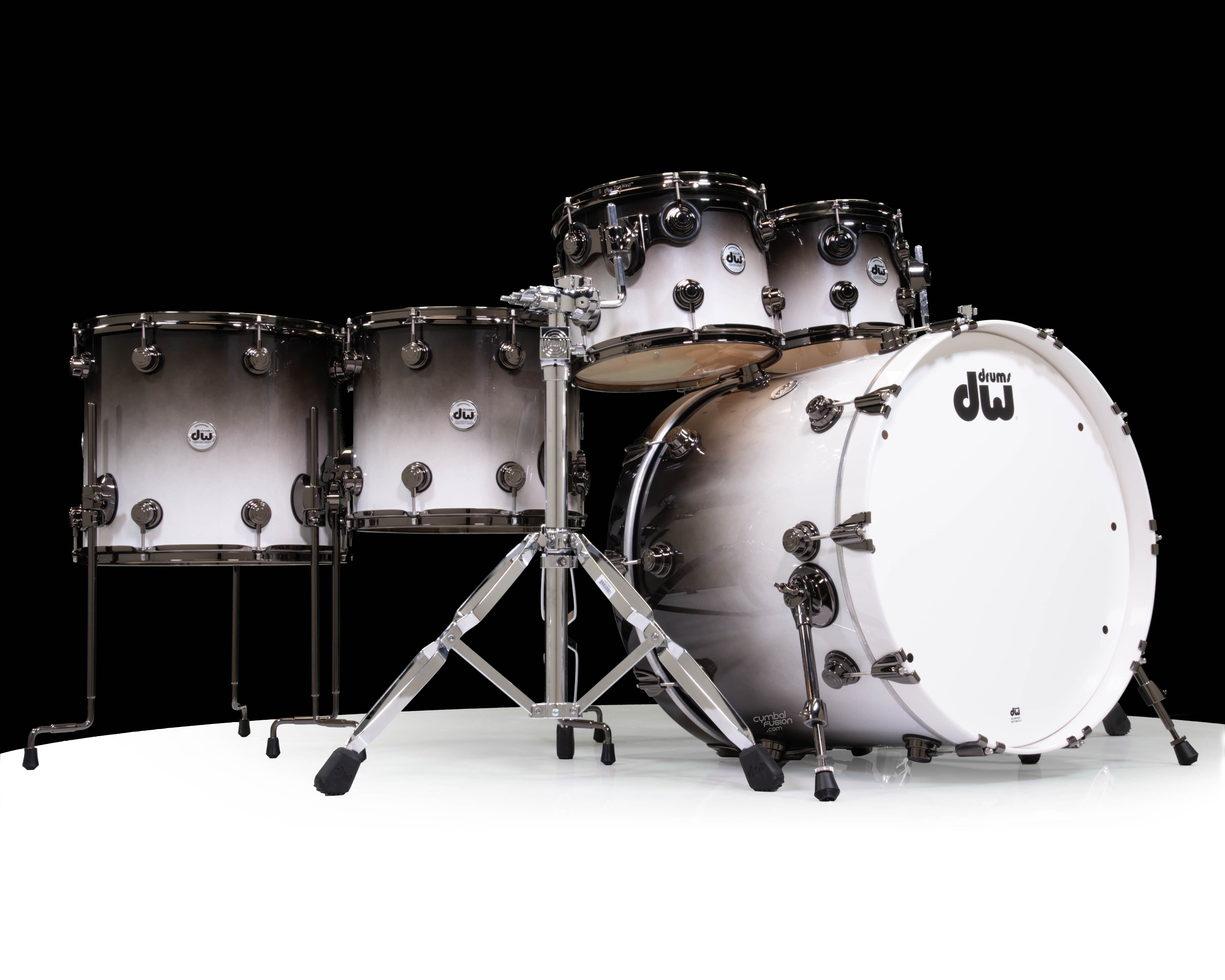 DW Collector's 6pc SSC Maple Kit Solid White to Candy Black Fade
