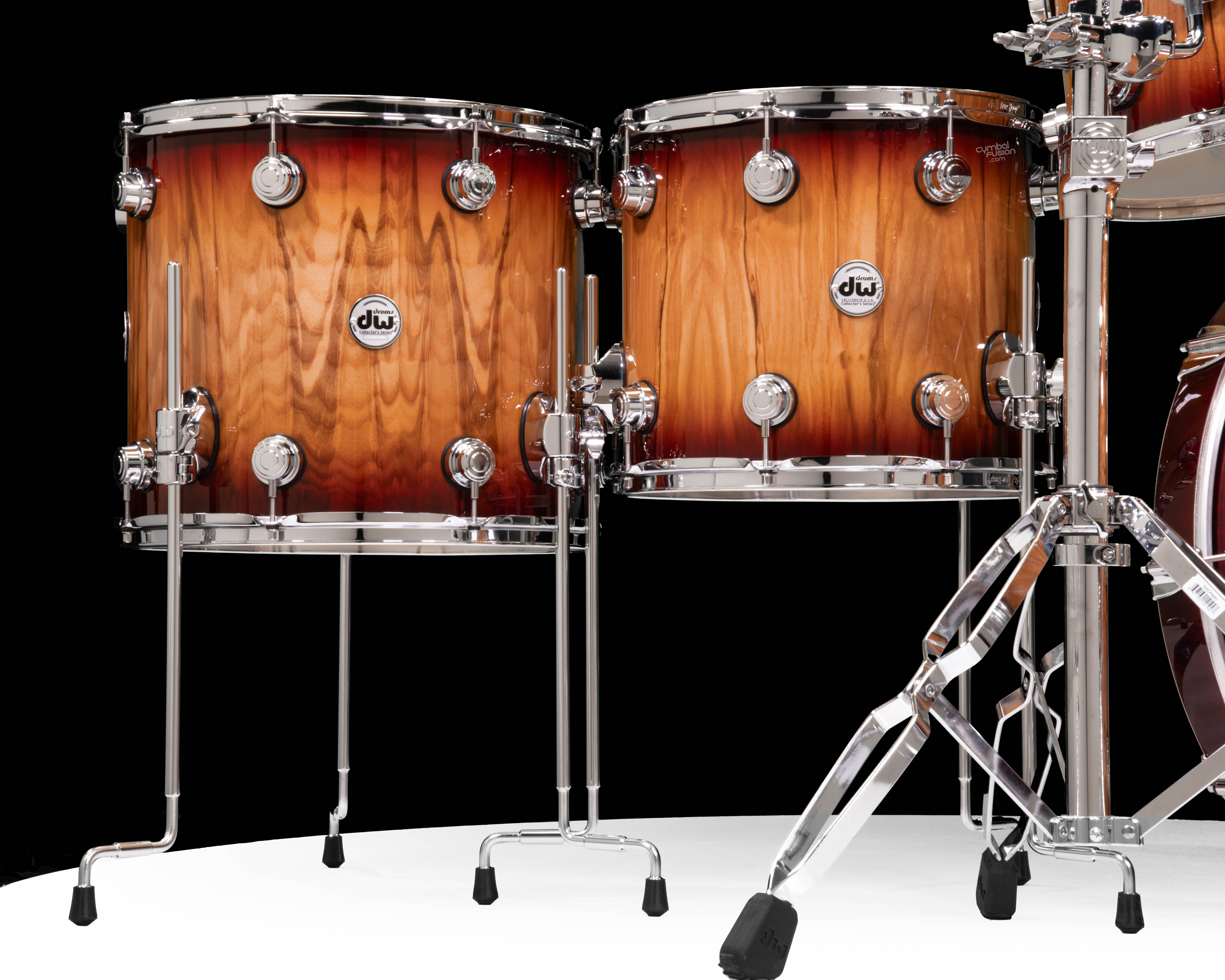 DW Collector's 5pc 333 Maple Kit - Red Burst over Vertical Olive
