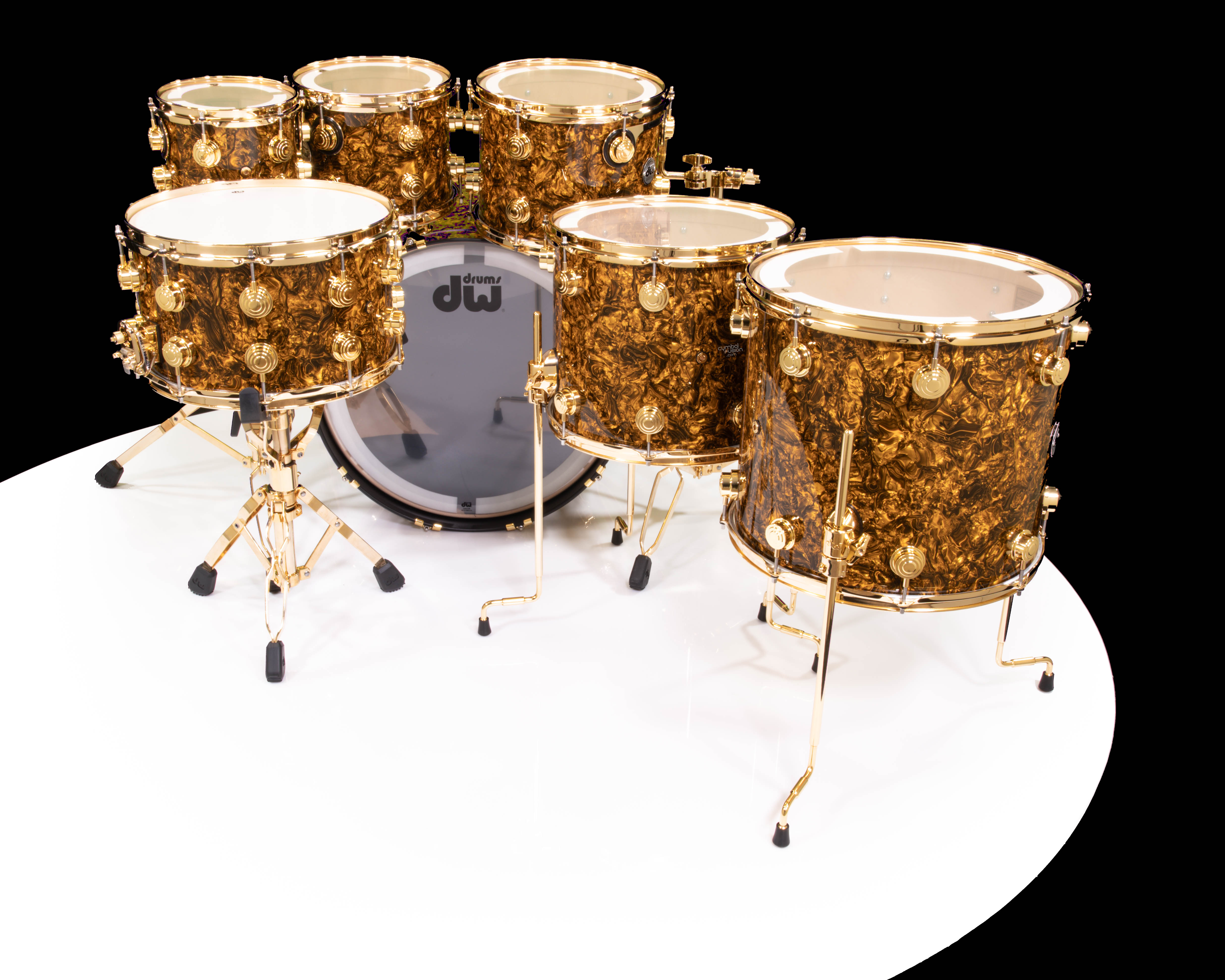 DW Collector's 7pc Maple SSC Kit - Gold Abalone w/Gold Hardware