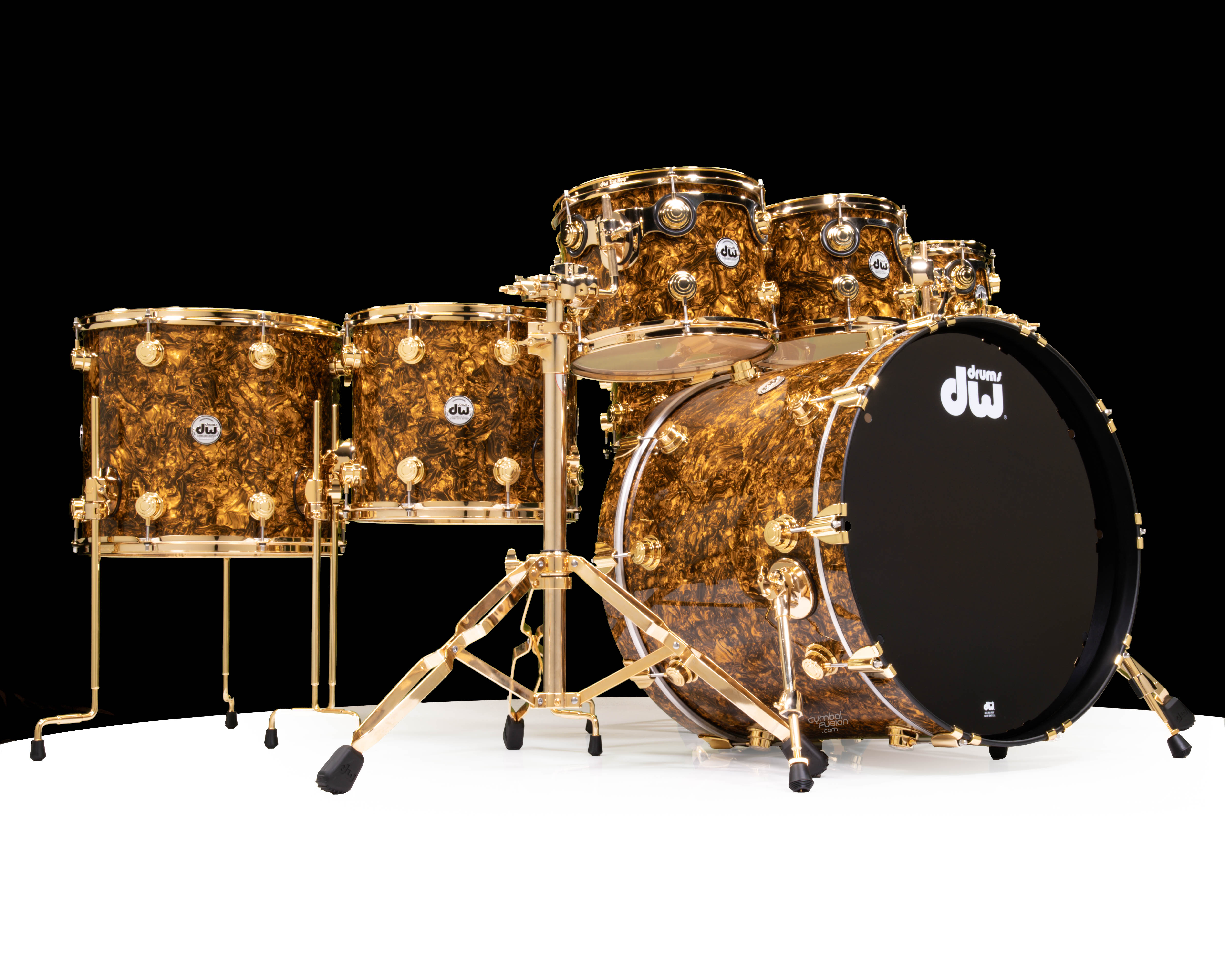 DW Collector's 7pc Maple SSC Kit - Gold Abalone w/Gold Hardware